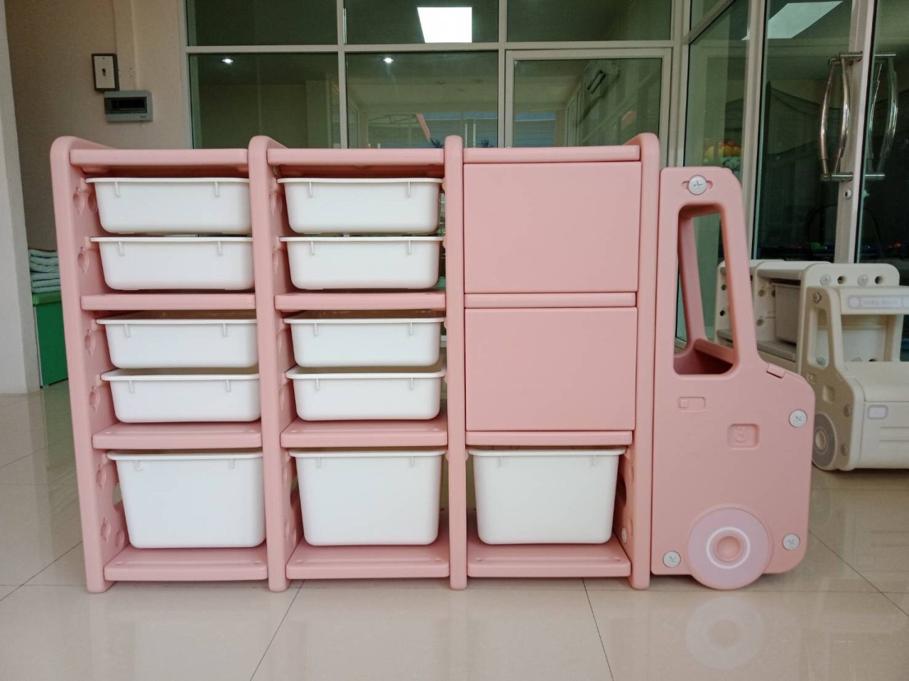 ชั้นวางของรถเด็ก 13ช่อง ชั้นเก็บของเด็ก,เฟอร์นิเจอร์เด็ก รถบัส พร้อมส่ง คิดค่าส่งตามจริง