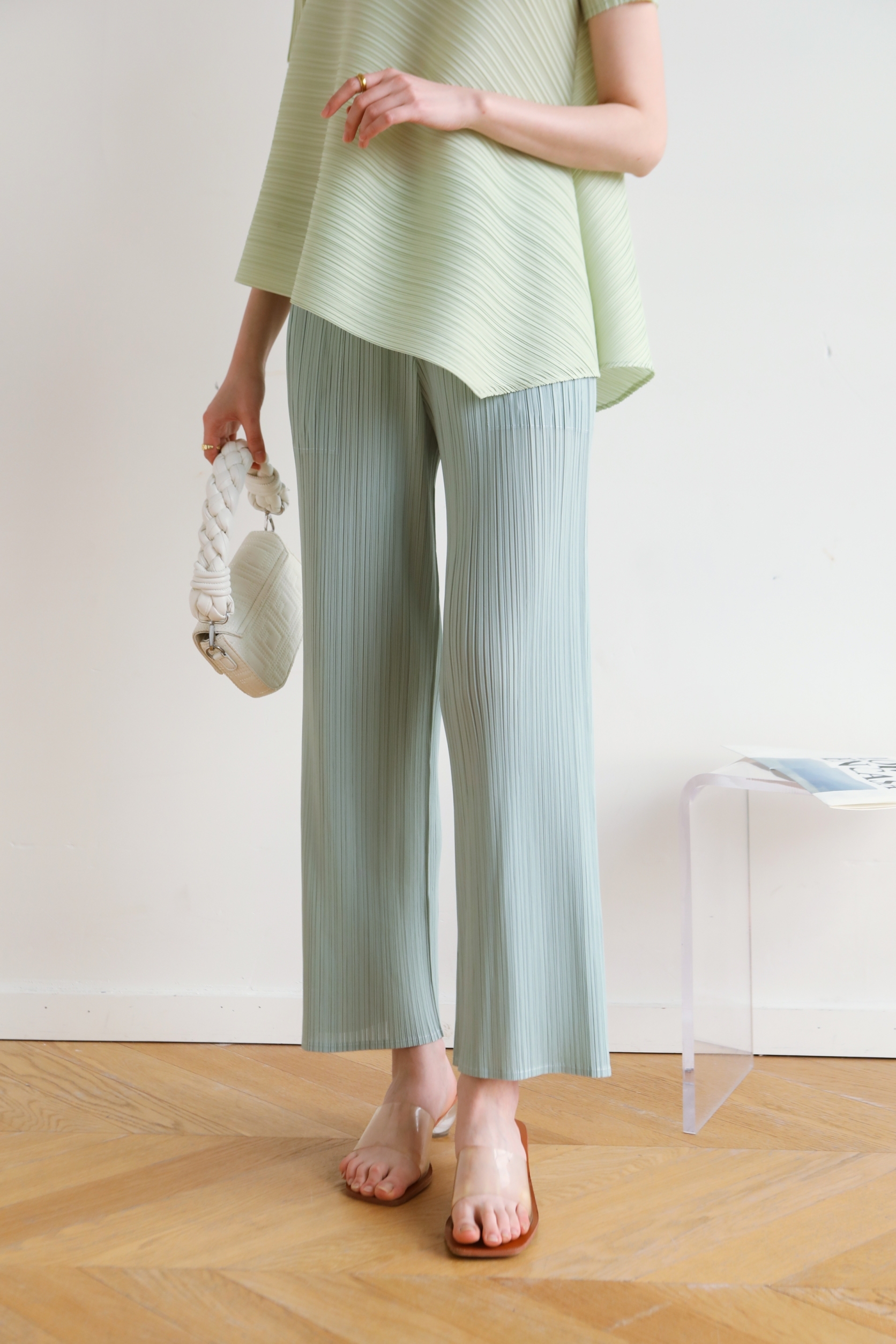 ยาว37นิ้ว! 2MUAY BASIC รุ่น GJO8312 กางเกงผู้หญิง กางเกงอัดพลีทคุณภาพ BASIC STRAIGHT PLEATED PANTS 12สี FREE SIZE