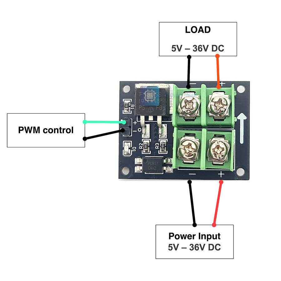 โมดูลมอสเฟต 3V 5V Low voltage Control High Voltage 12V 24V 36V E-switch Mosfet Module For Arduino