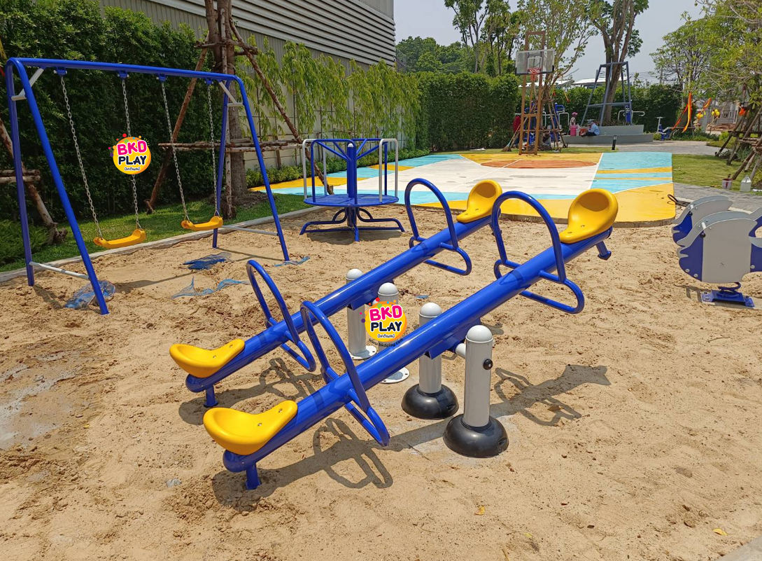เครื่องเล่นสนาม กลางแจ้ง เหล็ก,คานกระดก 4 ที่นั่ง ปรับใหม่ตามมาตรฐาน มอก. Outdoor Playground, ราคาโรงงาน สินค้าสั่งผลิต 10-20 วัน