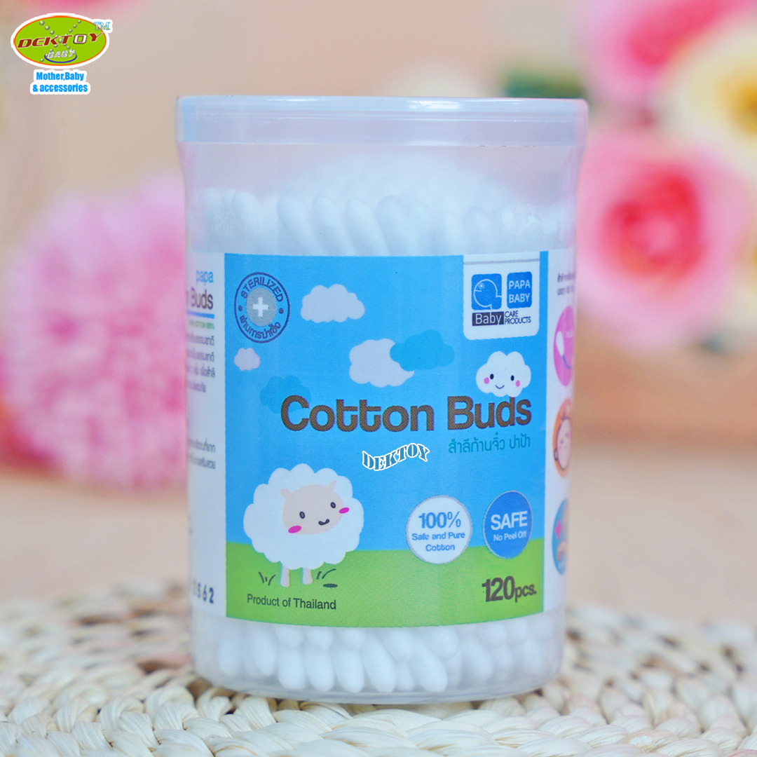 Papa ปาป้า สำลีก้านจิ๋วปาป้า 120 ก้าน