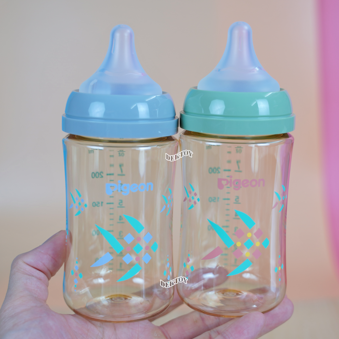 Pigeon Pla- Tapien พีเจ้น ปลาตะเพียน ขวดนมคอกว้างสีชา PPSU ขนาด 8 ออนซ์ แพคคู่