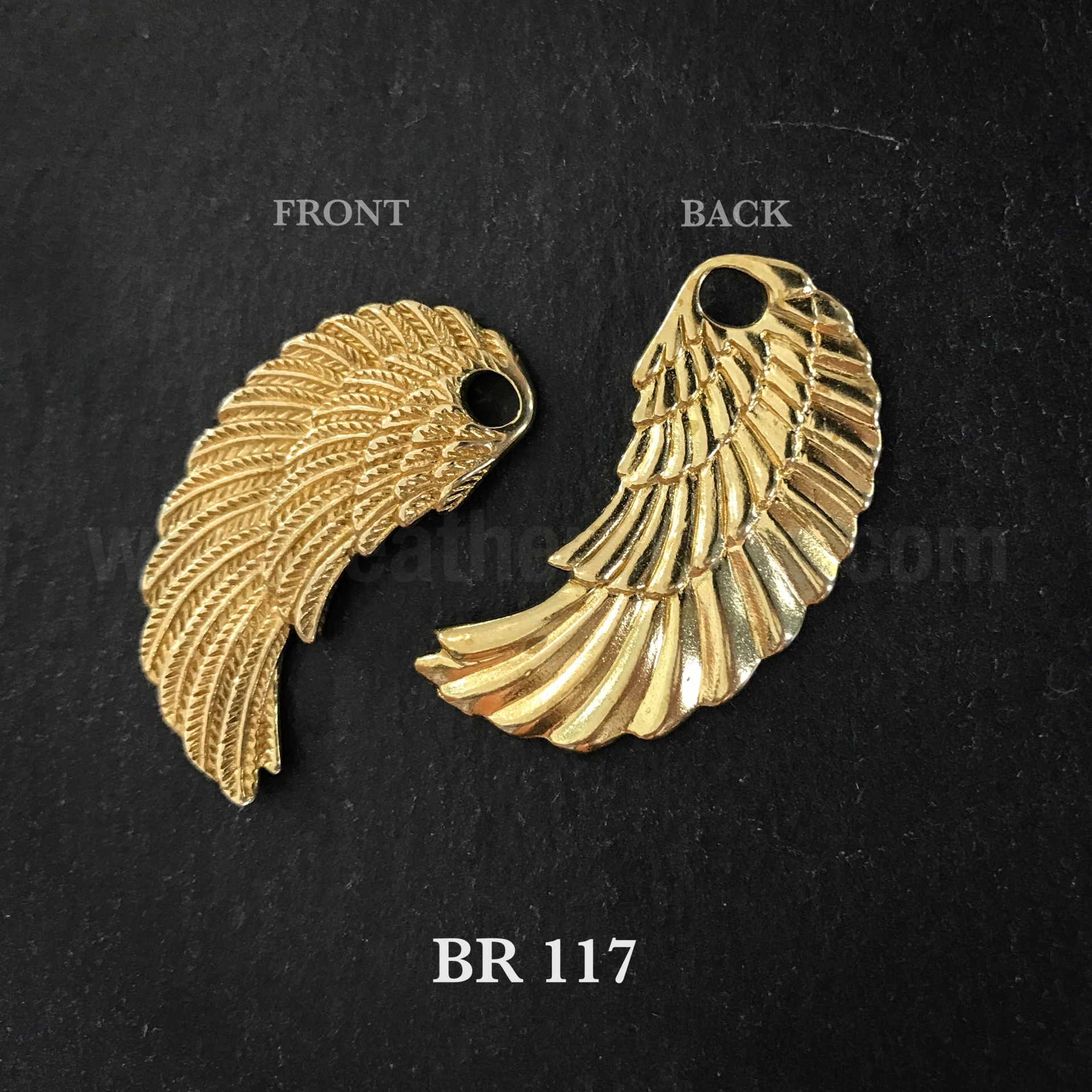 BR117 จี้ลายปีกนก ทองเหลืองแท้ สร้อยคอ ห้อยกระเป๋า ตกแต่งกระเป๋า leatherbrass**ราคาต่อชิ้น**