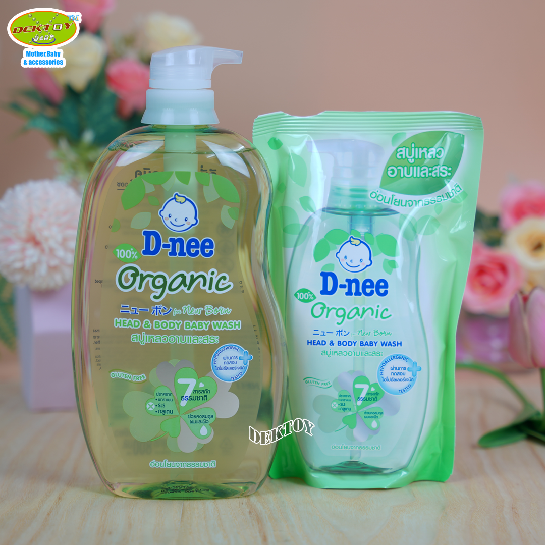 D-nee ดีนี่ ออร์แกนิค สบู่เหลวอาบและสระผม ฟอร์นิวบอร์น 800+350มล.หัวปั๊ม