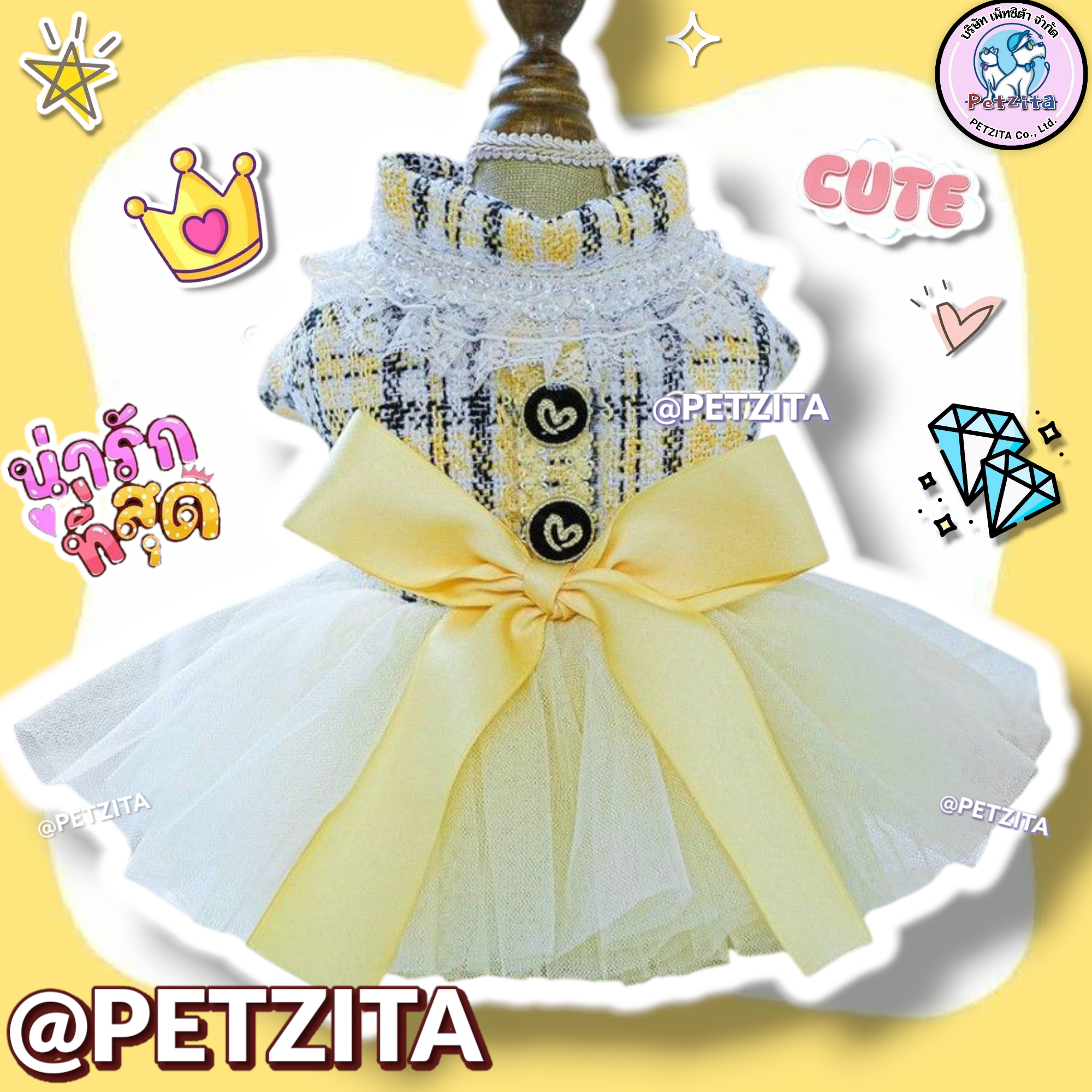 🇹🇭พร้อมส่ง🇹🇭 🎀👗 ชุดเดรสสุดสวย สไตล์เจ้าหญิงสุดน่ารัก เสื้อผ้าสัตว์เลี้ยง สุนัข หมา แมว