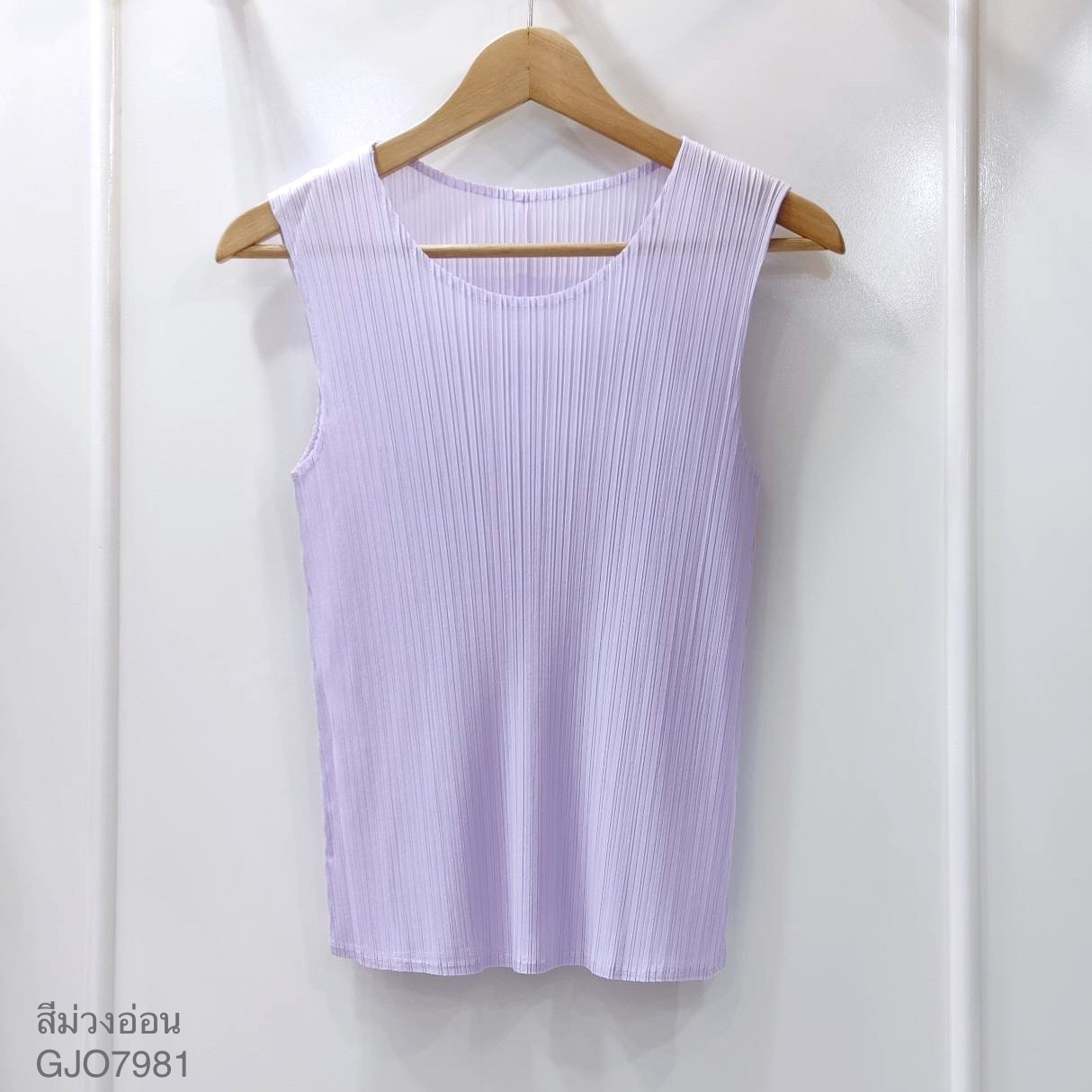 2MUAY BASIC รุ่น GJO7981 เสื้ออัดพลีทงานคุณภาพ BASIC ROUND NECK PLEATED TOP 20สี FREE SIZE