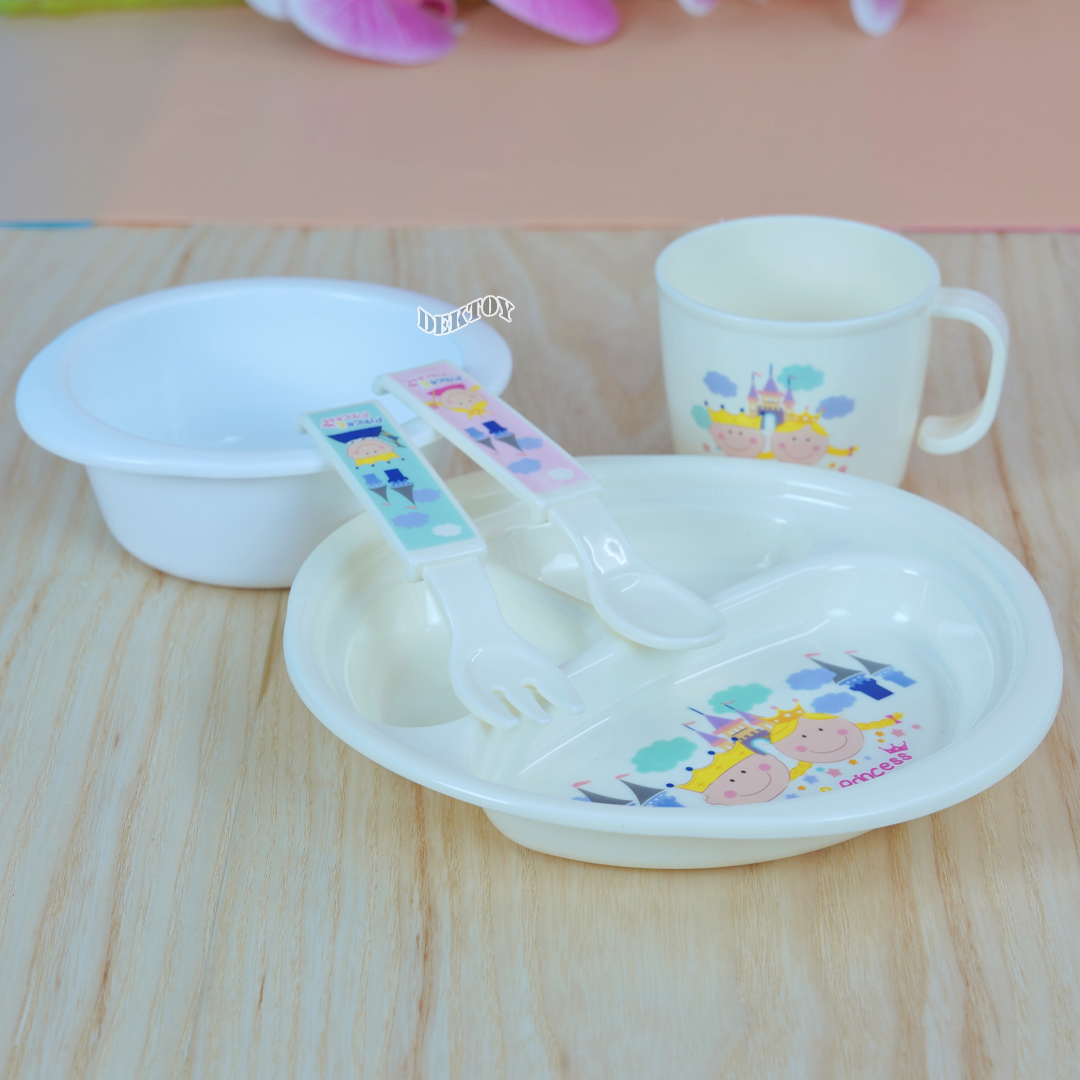 Nanny แนนนี่ อุปกรณ์ทานอาหารเด็ก จาน3ช่อง+แก้ว1หู+ถ้วยซุป เจ้าหญิง นีโม่