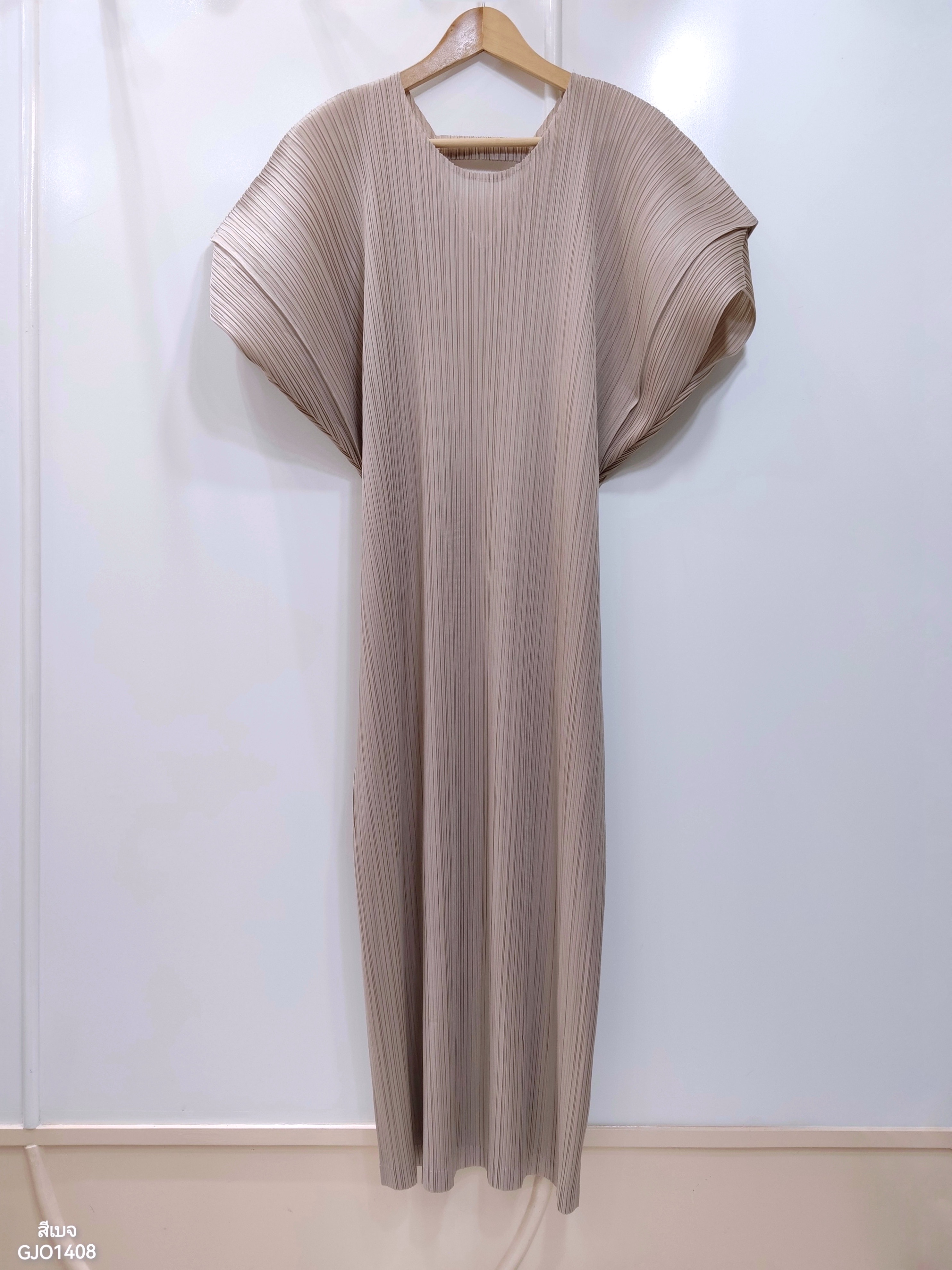 2MUAY รุ่น GJO1408 เดรสพลีทคุณภาพ SHORT SLEEVE V NECK PLEATED DRESS 10 สี FREE SIZE