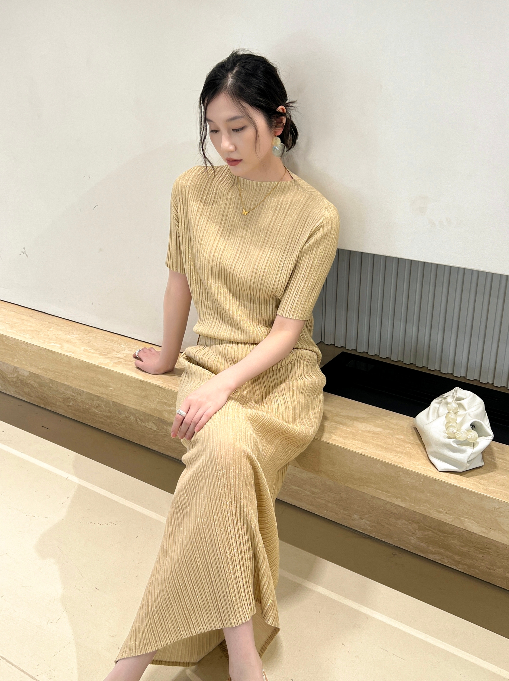 2MUAY รุ่น GJO3737 /GJO3738 เซ็ตพลีทคุณภาพ GLITTER PLEATED SET 7 สี FREE SIZE
