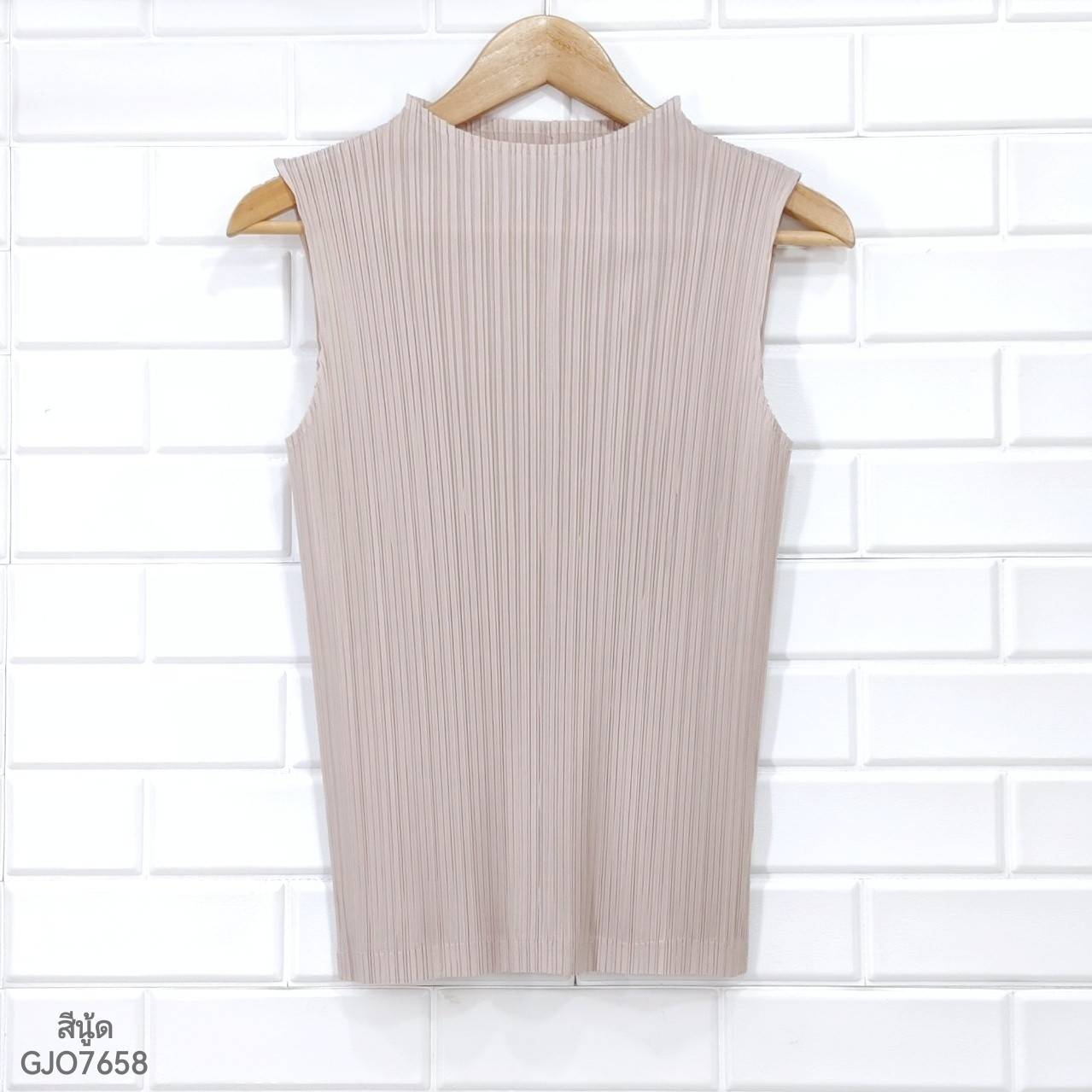 2MUAY BASIC รุ่น GJO7658 BASIC HIGH NECK PLEATED TOP เสื้ออัดพลีทงานคุณภาพ 22สี FREE SIZE