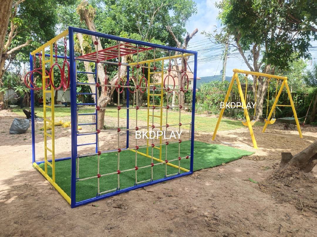 ชุดลูกเต๋า ปีนป่ายรวมA พร้อมบาร์โหน บาร์ไต่ ปีนป่ายเชือก เครื่องเล่นสนามเหล็ก เครื่องเล่นสนามกลางแจ้ง OutdoorPlayground
