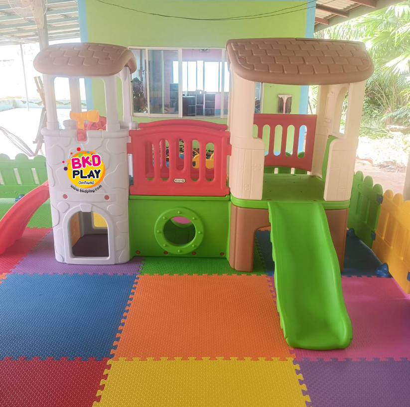 บ้านน้อยคุณหนู 2 ป้อม ราคาต่อ1หลัง ราคาเท่ากัน,สไลเดอร์,กระดานลื่นเด็ก,เครื่องเล่นสนามกลางแจ้ง-ในร่ม ของเล่นเด็ก พร้อมส่ง