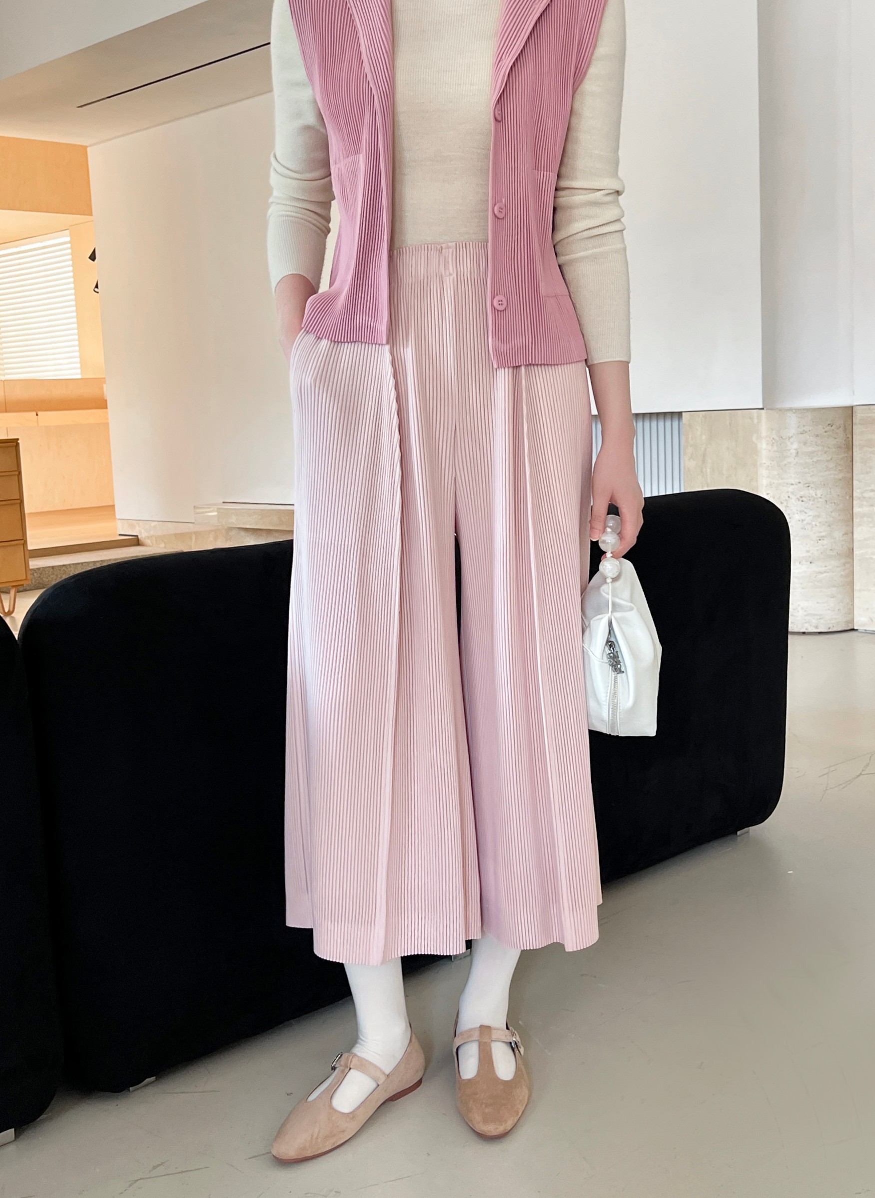 ยาว 32 นิ้ว 2MUAY รุ่น GJO1805 กางเกงพลีทคุณภาพ THICK WIDE LEG PLEATED PANTS 9 สี FREE SIZE