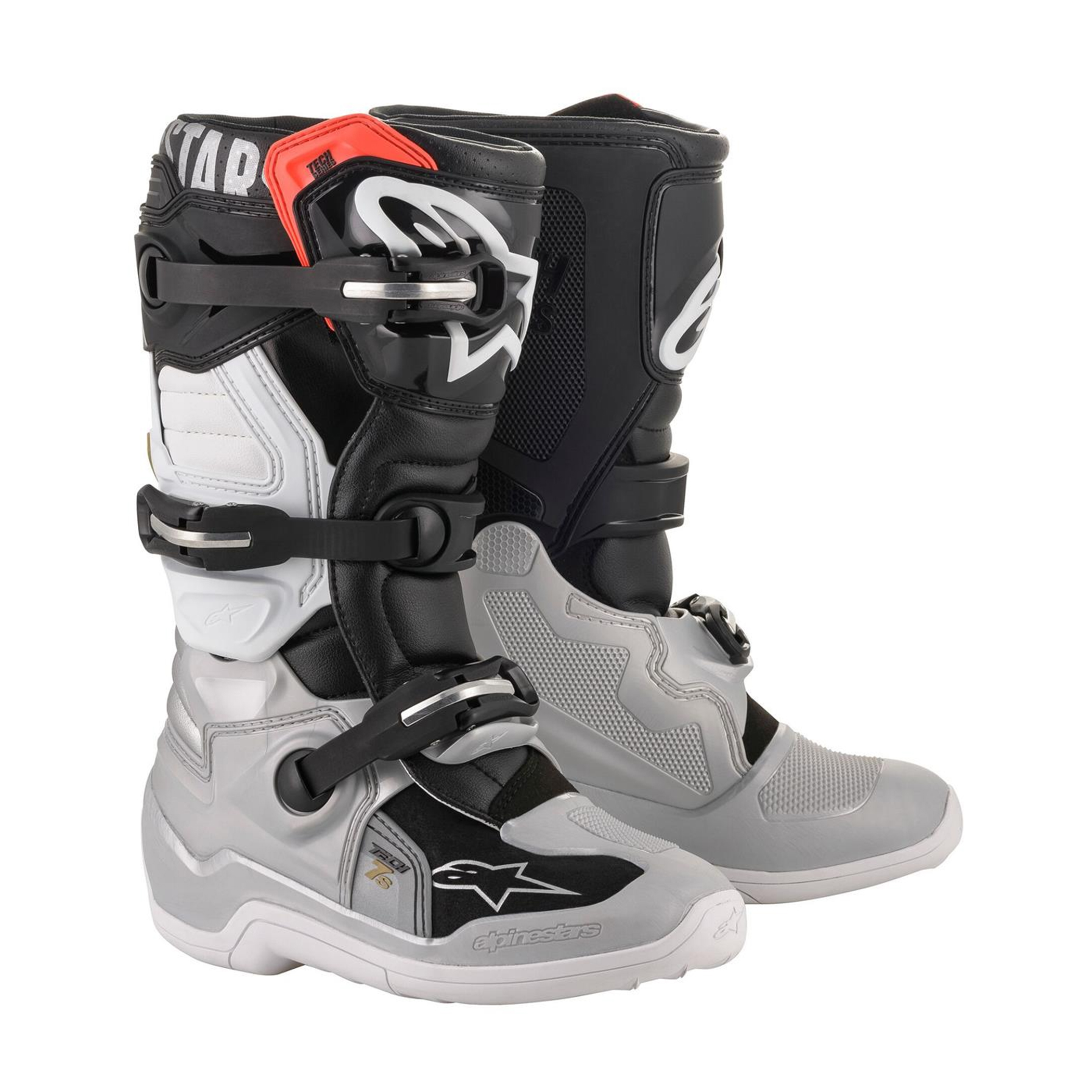 รองเท้าเด็ก Alpinestars Tech 7s Boot - Black/Silver/White/Gold