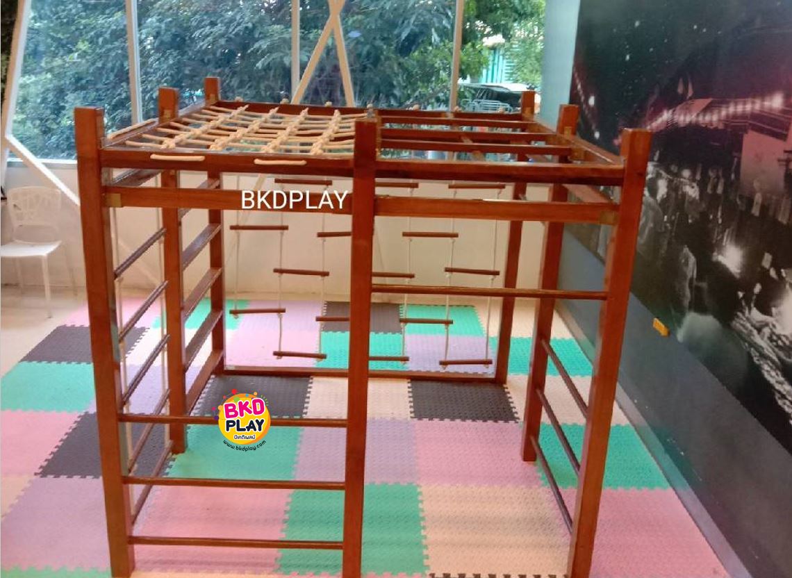 ชุดสวนสนุกเด็ก ปีนป่าย เครื่องเล่นสนามกลางแจ้ง เครื่องเล่นสนามไม้ ไม้เนื้อแข็ง wood playground