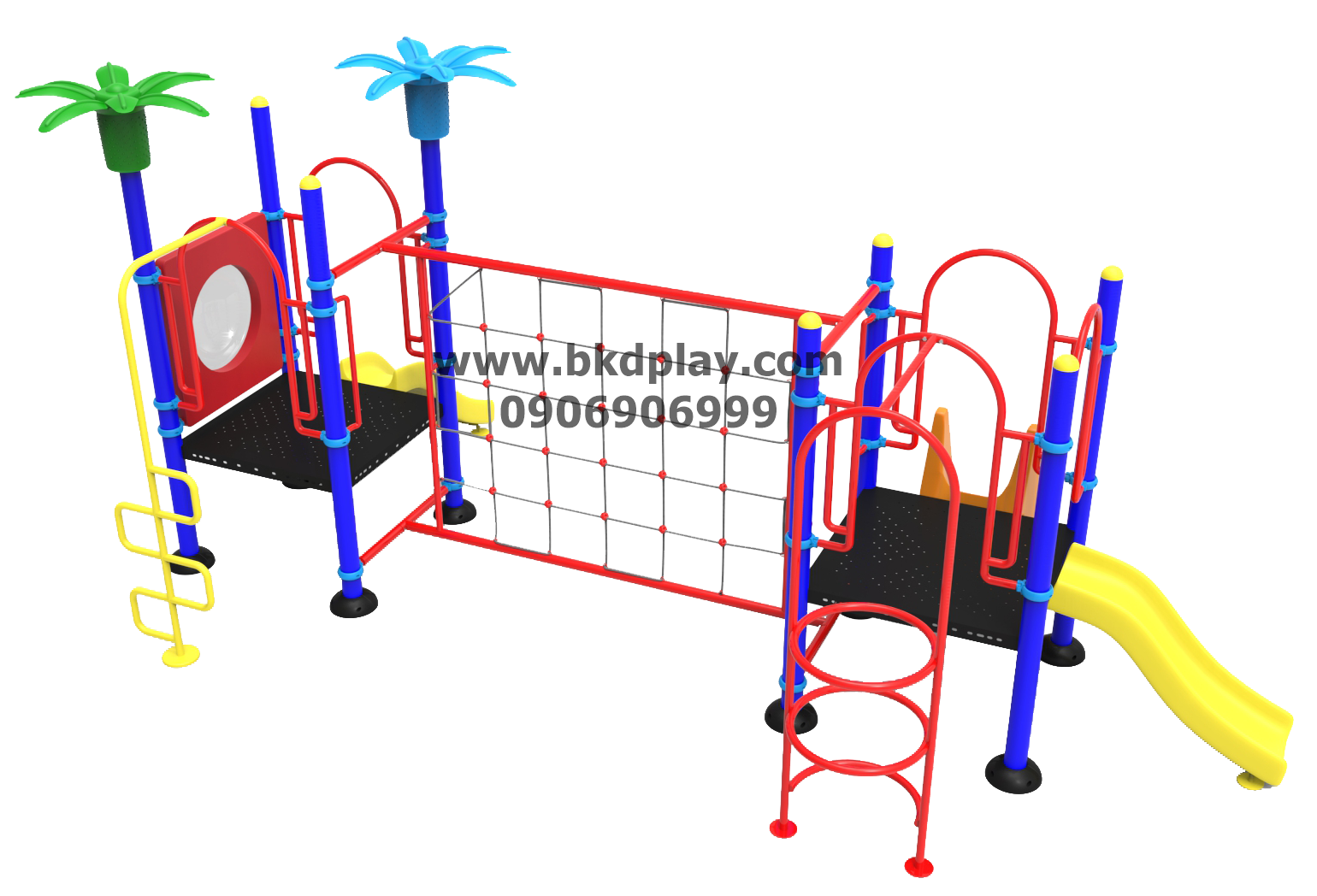 ชุดหอไต่เชือกถักสไลด์70 เครื่องเล่นสนาม กลางแจ้ง เหล็ก ,บาร์โหน ตั้งพื้น ,ปีนป่ายเชือก, สไลเดอร์,ของเล่นสั่งผลิต 10-20 วัน ขนาด 300x450x250 ซม.