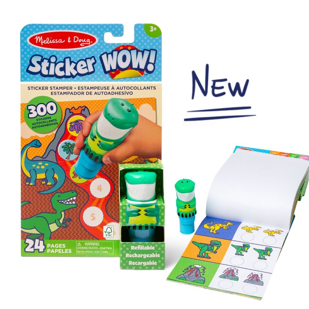 Activity Pad & Sticker Stamper Dinosaur สมุดกิจกรรม ตัวปั้มสติกเกอร์ WOW! ตีมไดโนเสาร์ พร้อมสติกเกอร์ 300 ของเล่นเสริมพัฒนาการ ,ของเล่นดวง