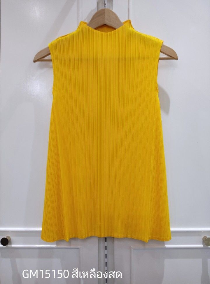 อกถึง48 2MUAY BASIC GM15150 เสื้ออัดพลีท SLEEVELESS HIGH NECK PLEATED TOP 17 สี FREE SIZE