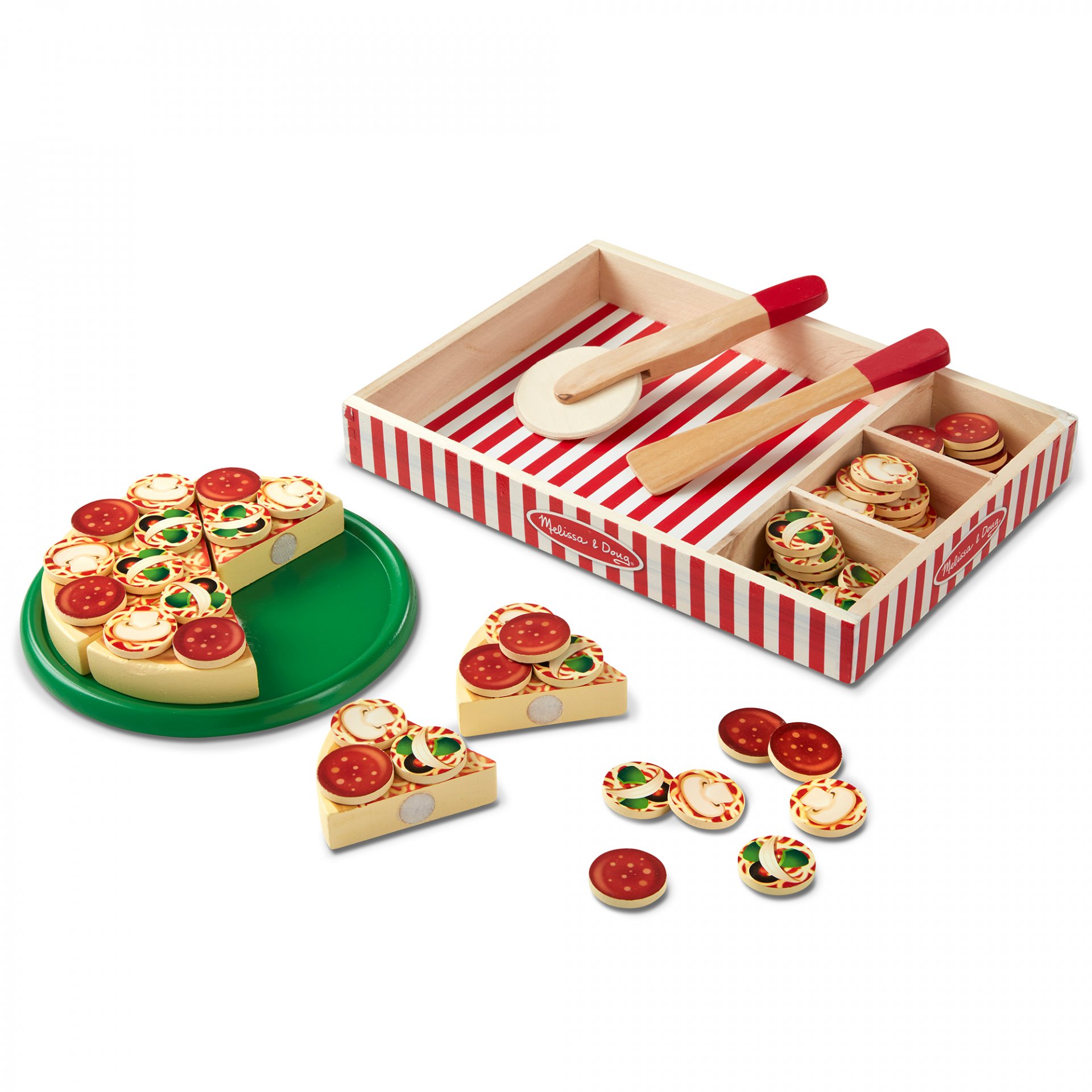 ชุดพิซซ่าพร้อมถาดไม้ Melissa & Doug Pizza Party - Wooden Play Food รุ่น 0167 ของเล่นเสริมพัฒนาการเด็ก