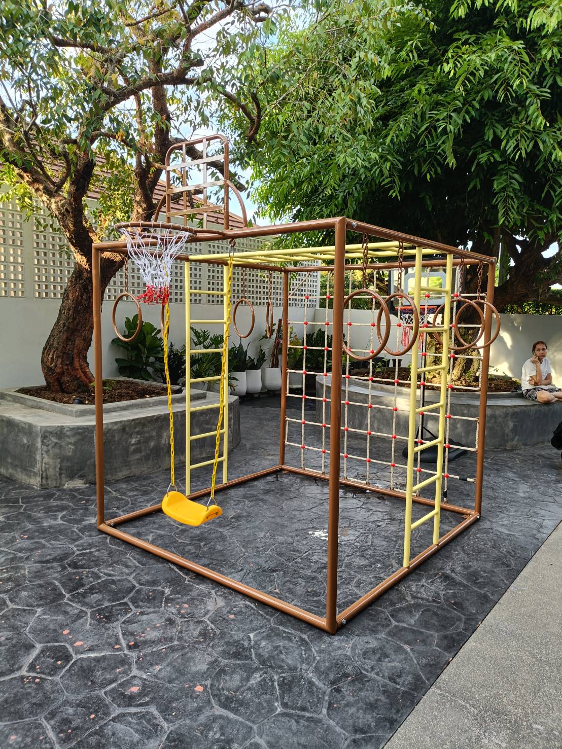 ลูกเต๋าปีนป่าย ชุดรวมปีนป่ายสี่เหลี่ยมA2 ปีนป่ายเชือก พร้อมบาร์โหน บาร์ไต่ ชิงช้า เครื่องเล่นสนามเหล็ก เครื่องเล่นสนามกลางแจ้ง OutdoorPlayground