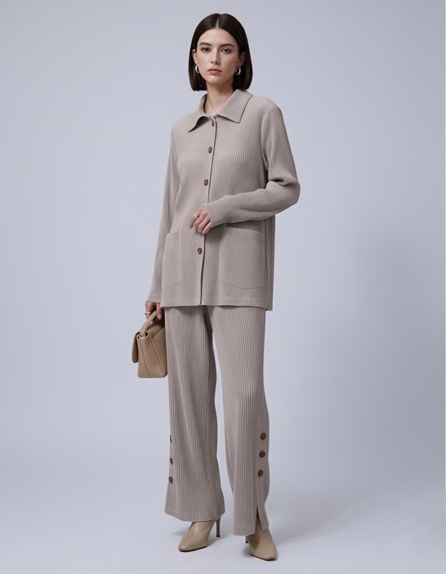 2MUAY รุ่น CX0437T / CX0438P THICK COLLAR BUTTON FRONT PLEATED SET 4สี FREE SIZE