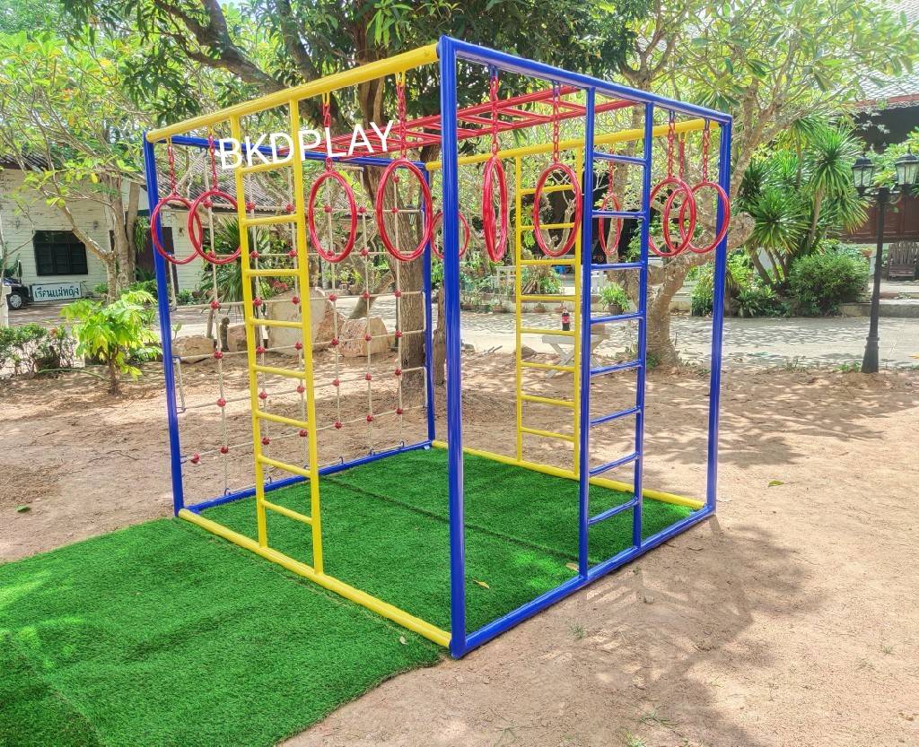 ชุดลูกเต๋า ปีนป่ายรวมA พร้อมบาร์โหน บาร์ไต่ ปีนป่ายเชือก เครื่องเล่นสนามเหล็ก เครื่องเล่นสนามกลางแจ้ง OutdoorPlayground