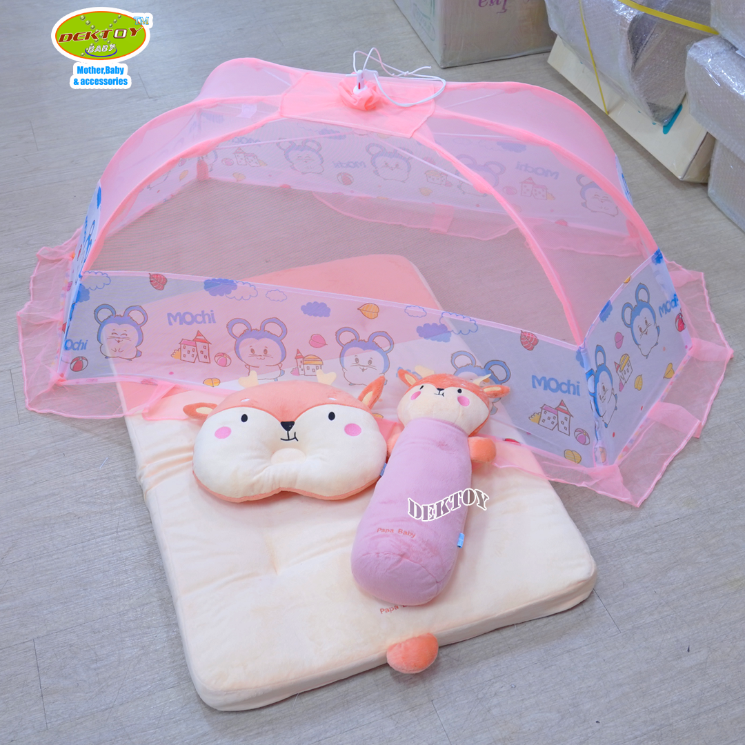 PAPA BABY ชุดที่นอนปิคนิค ผ้าเวลบัว+พร้อมมุ้ง Netto โมชิ