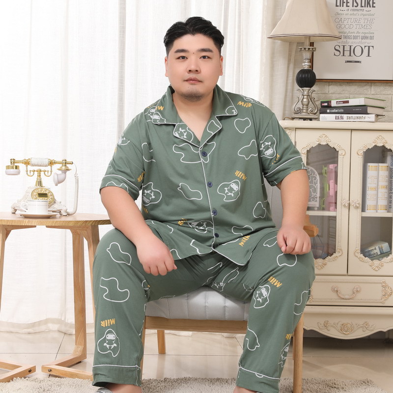 ชุดนอนผู้ชายอ้วน ไซส์ใหญ่ แขนสั้น-ขายาว ลายวัว ผ้าเนื้อดี ใส่สบาย