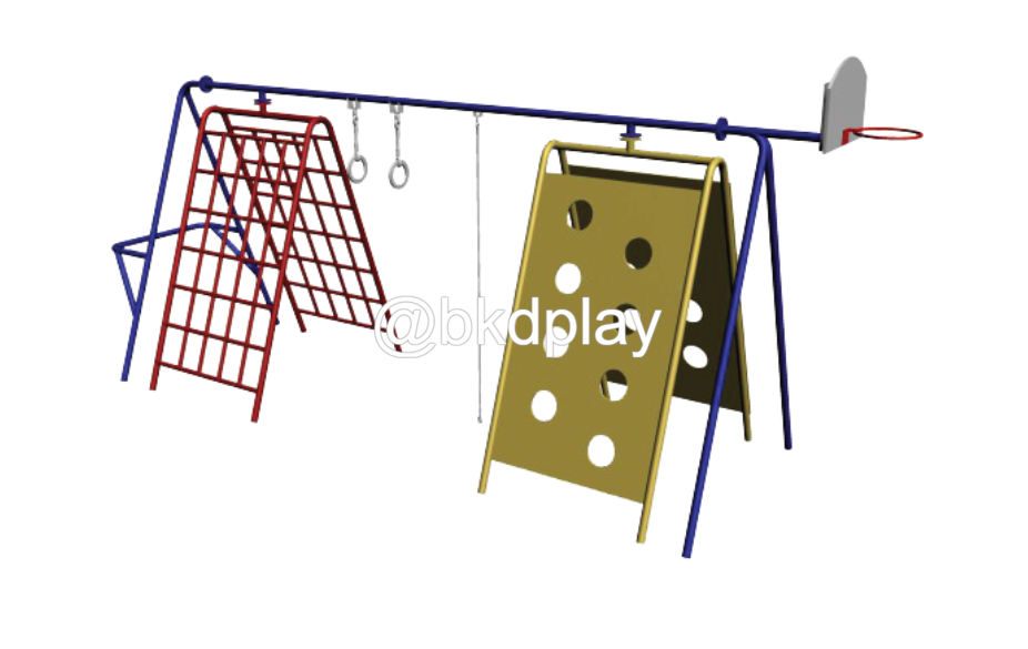 บาร์ปีนป่าย+แป้นบาส เครื่องเล่นสนาม กลางแจ้ง เหล็ก, สนามเด็กเล่น ,OutdoorPlayground, เครื่องเล่น สพฐ. โรงเรียน ศูนย์เด็กเล็ก