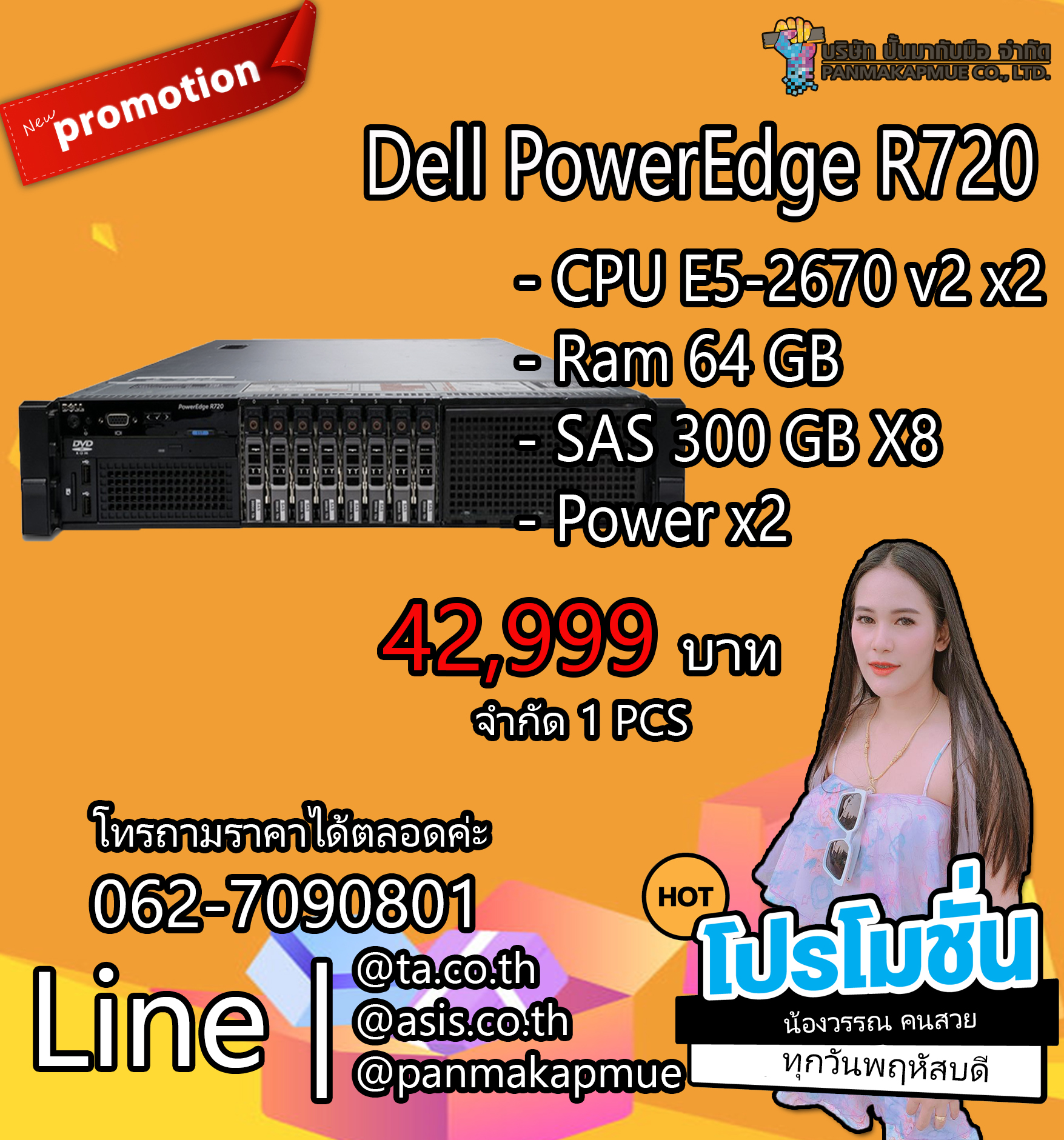 Dell PowerEdge R720 (20/40 Core) E5-2670 v2 x2 Ram 64 GB SAS 300 GB X8