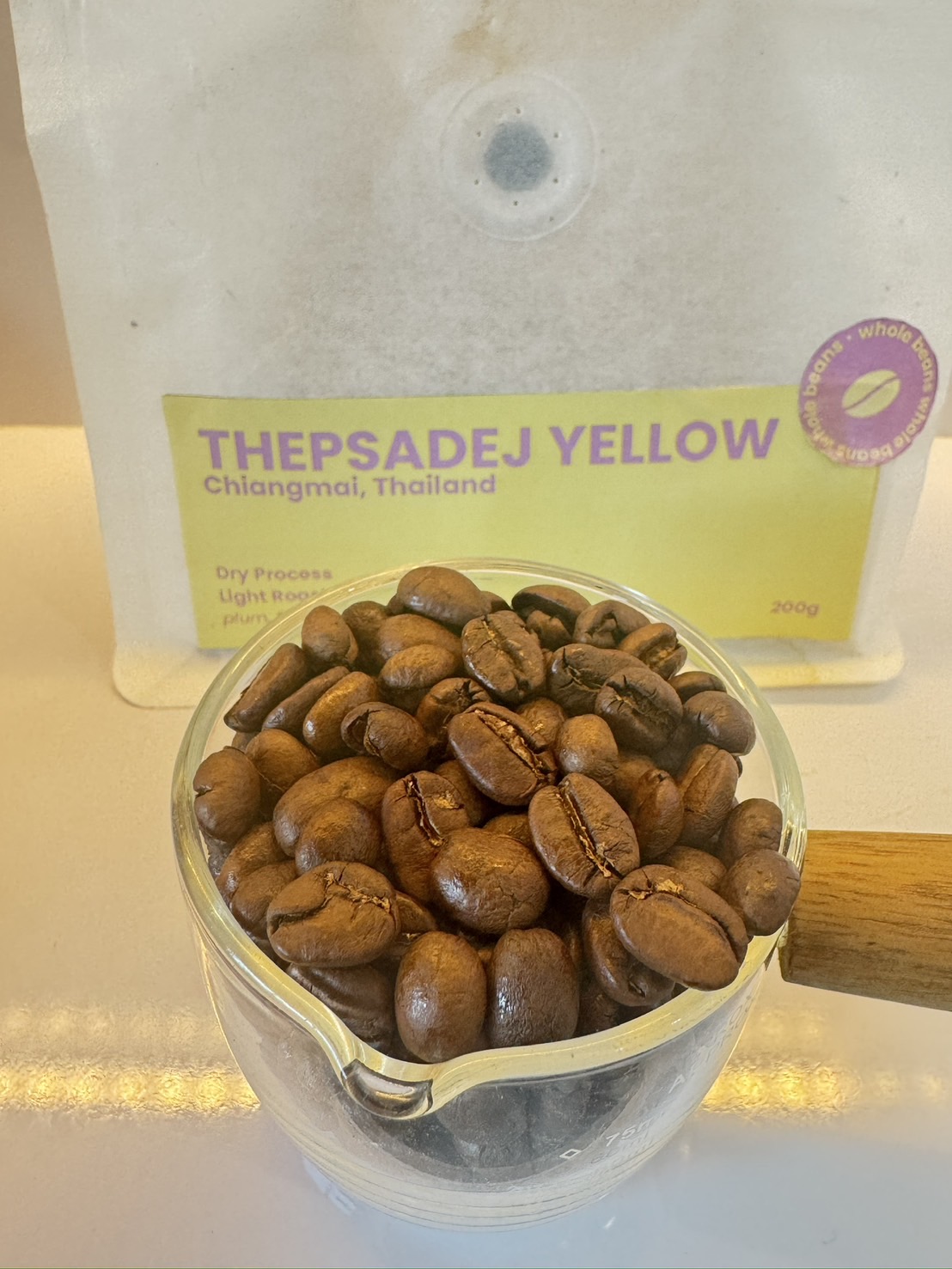 กาแฟคั่วเทพเสด็จ Yelow Dry Process Light Roast 200 กรัม