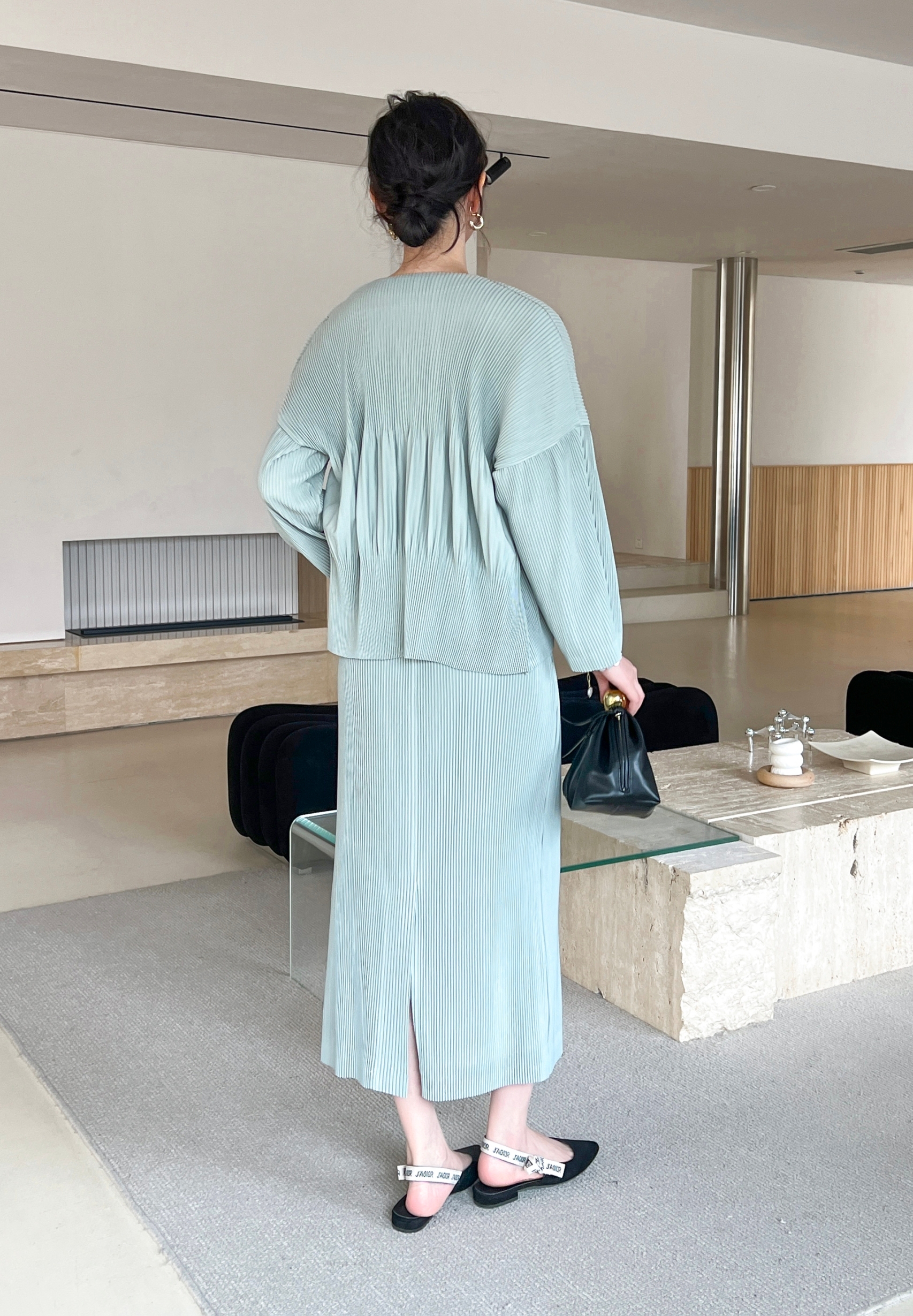 เซ็ต 2ชิ้น! 2MUAY รุ่น GJO5160 / GJO1328 เซ็ตพลีท THICK OPEN FRONT CARDIGAN WITH SKIRT PLEATED SET 12 สี FREE SIZE
