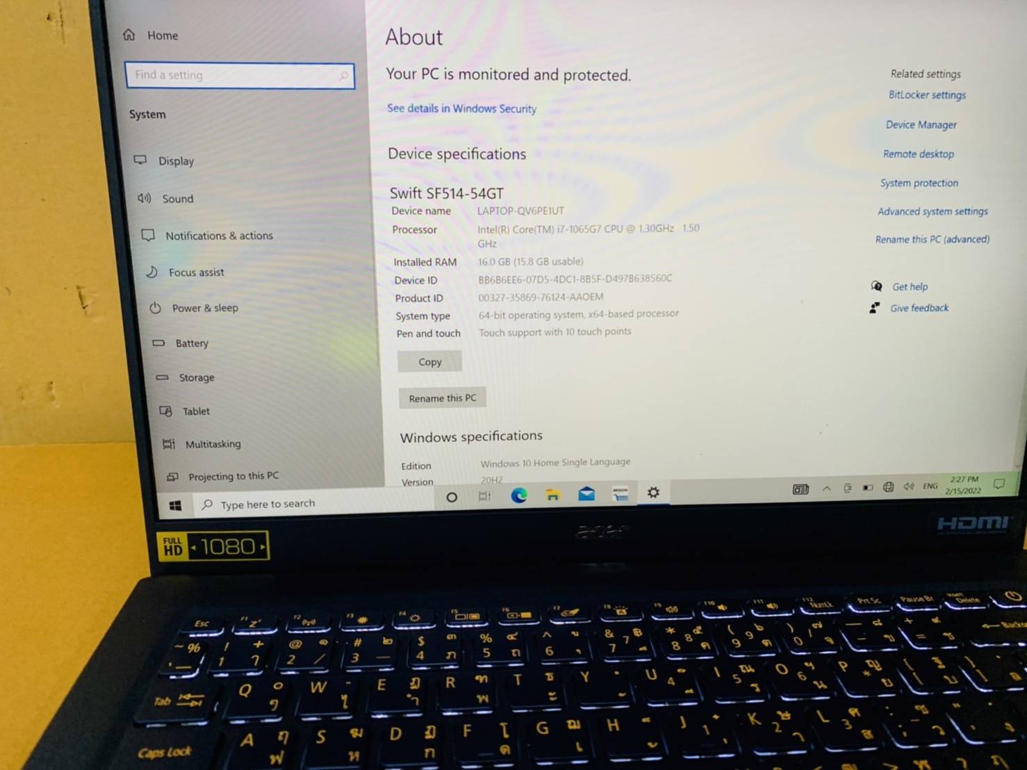 โน้ตบุ๊ค Notebook Acer Swift 5 SF514-54GT-701J - 14 inch Full HD