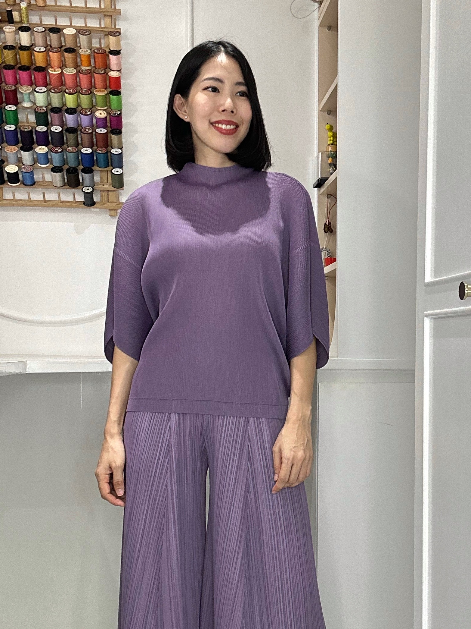 2MUAY GJO5003 เสื้อพลีทคุณภาพ BAT SLEEVE PLEATED TOP 10 สี FREE SIZE