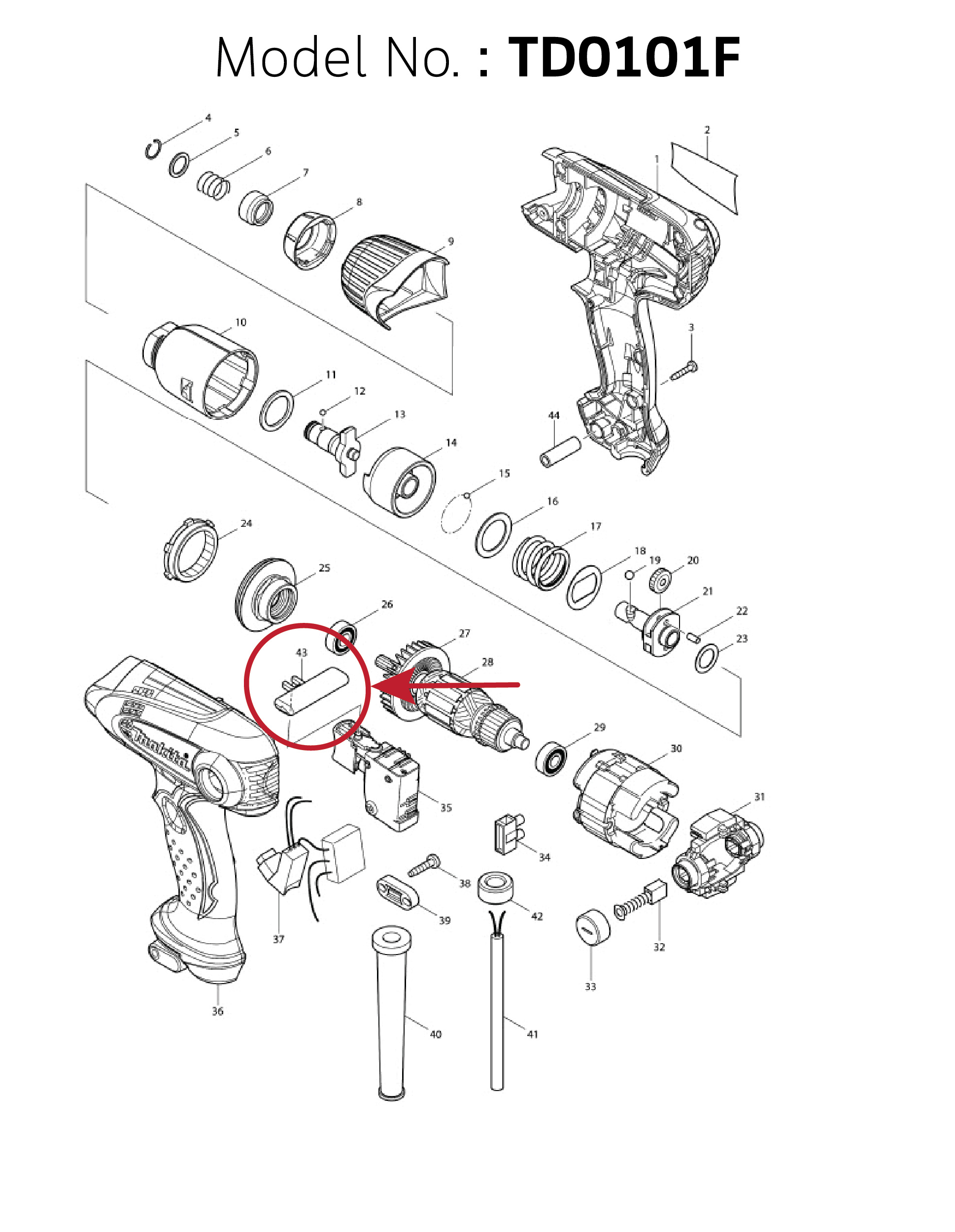 ตัวเลื่อนปรับซ้าย-ขวา (แท้) (419250-0) สว่านไร้สาย Makita มากีต้า รุ่น TD0101F, DHP453, DHP458, DHP459, DHP481, DDF453, DDF458, DDF459, DDF481, DDA450 (419250-0) (อะไหล่แท้ 100%) F/R CHANGE LEVER