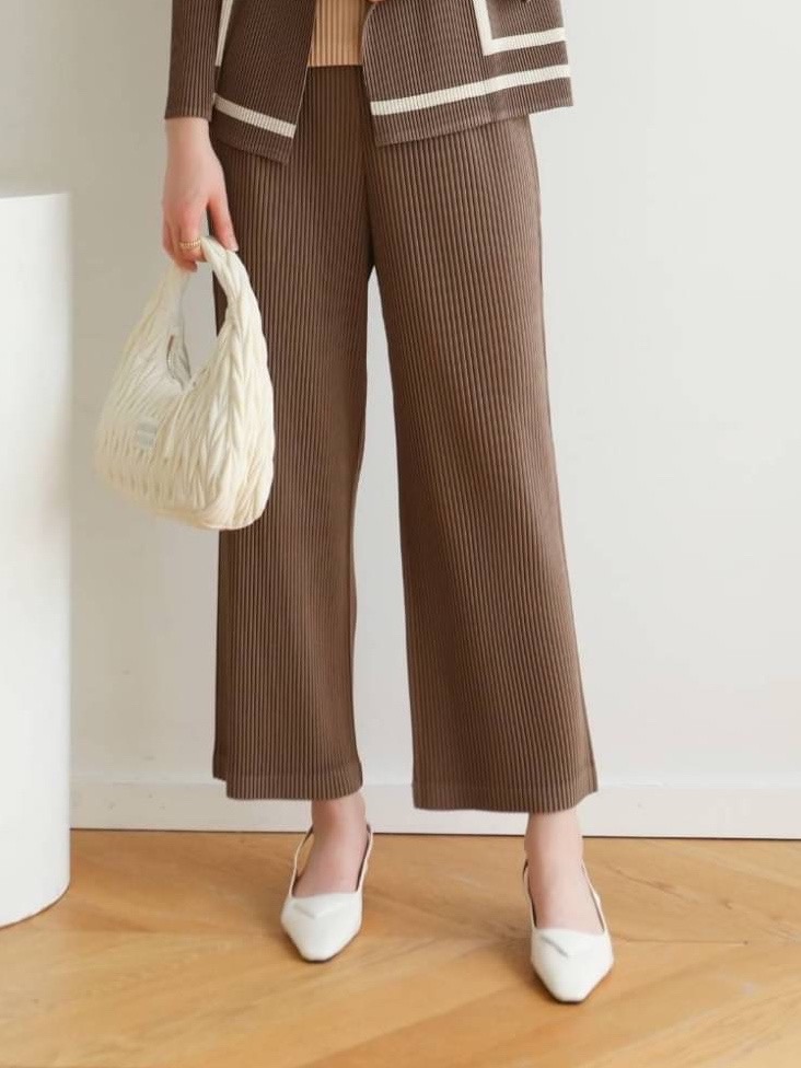 ยาว 36 นิ้ว 2MUAY รุ่น GJO2316 กางเกงผู้หญิง กางเกงพลีทคุณภาพ THICK STRAIGHT PLEATED PANTS 9 สี FREE SIZE