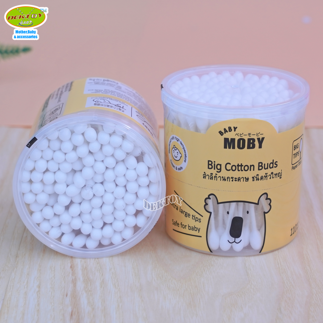 Baby moby เบบี้โมบี้ สำลีก้าน คอตตอนบัตก้านกระดาษหัวใหญ่ 110 ก้าน