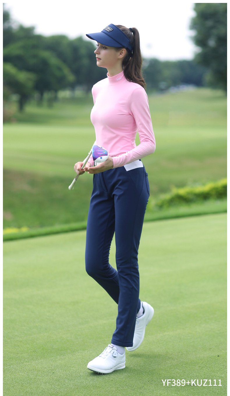 Long Sleeve Women 's Golf Shirt PGM (YF389) เสื้อกอล์ฟผู้หญิงแขนยาวคอเต่า เนื้อผ้าดี นุ่ม เย็นสบาย ไม่ร้อน ( 1 pcs. )