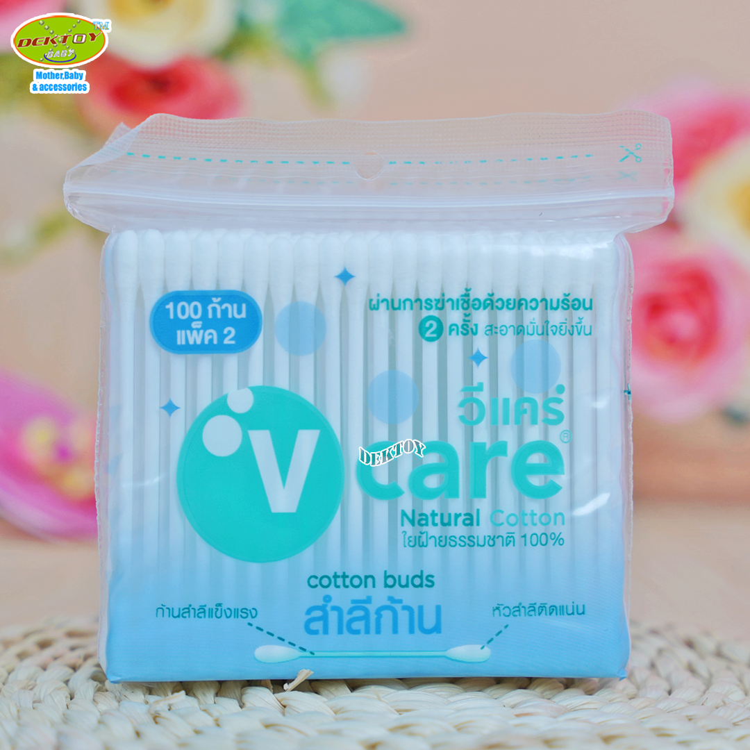 V care วีแคร์ สำลีก้านมาตฐาน 100 ก้าน แพ็ค2ห่อ
