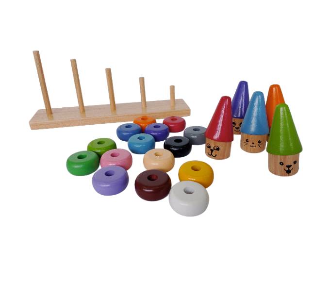 ตัวตลกใส่หมวกสวมหลัก12สี15ชิ้น โดนัทใส่หลัก ของเล่นเสริมพัฒนาการเด็ก ฝึกกล้ามเนื้อมัดเล็ก สมาธิ พร้อมส่ง