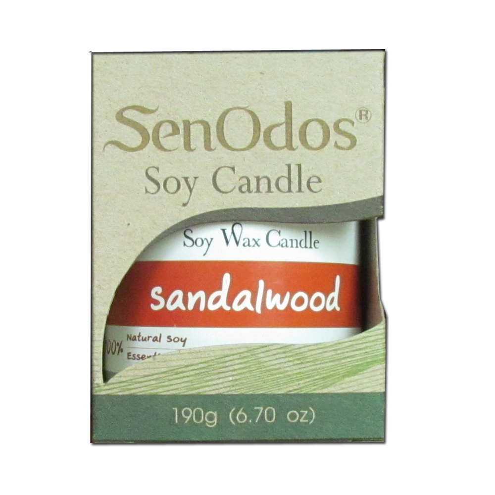 SenOdos เทียนหอม อโรม่า Sandalwood Scented Soy Candle Aroma 190 g. (กลิ่นไม้หอมแก่นจันทร์)
