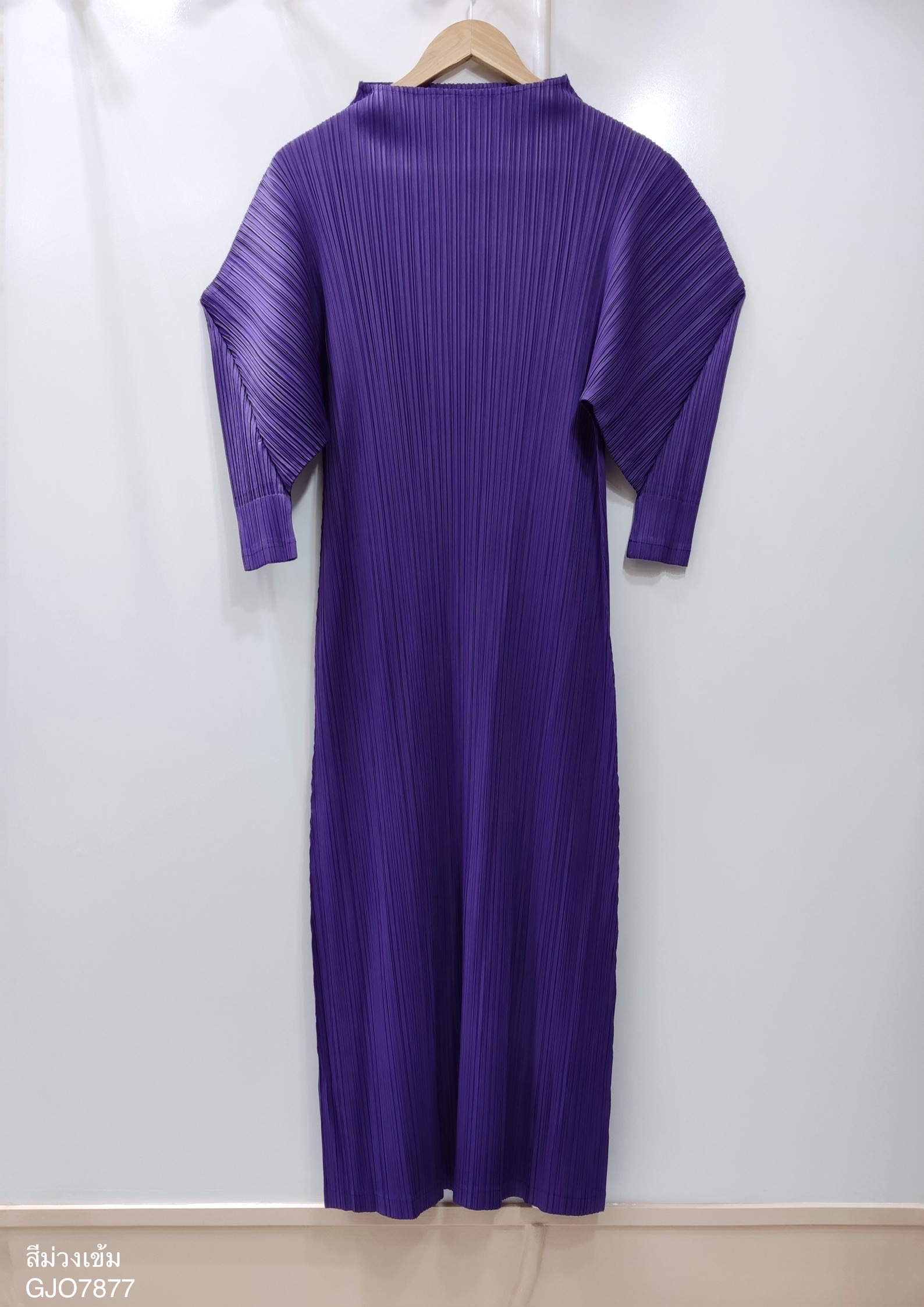 2MUAY รุ่น GJO7877 HIGH NECK ANGLE SLEEVE PLEAT DRESS เดรสผู้หญิง เดรสพลีทคุณภาพ 11สี FREE SIZE