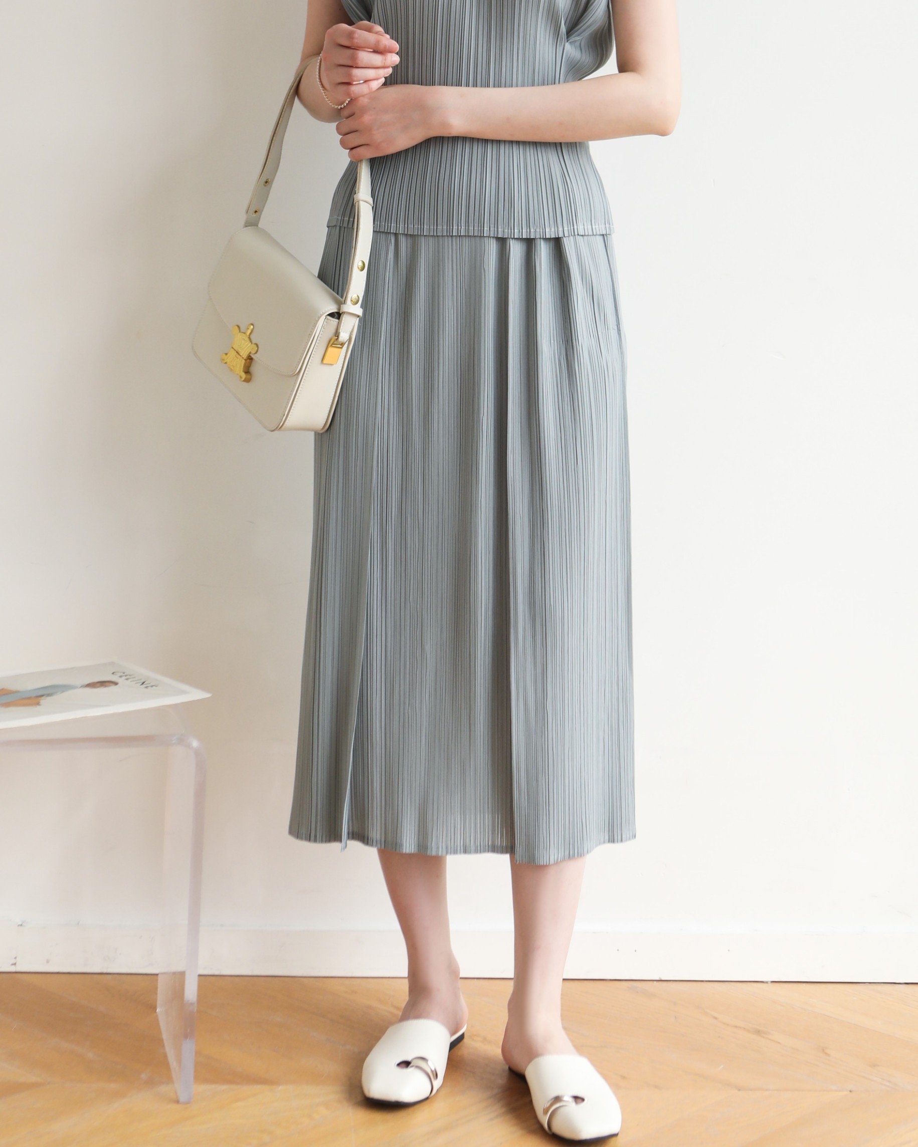ปรับราคาลง20%!! ยาว 32นิ้ว! 2MUAY รุ่น GJO1265 กระโปรงพลีทคุณภาพ DOUBLE LAYER PLEATED SKIRT 8 สี FREE SIZE