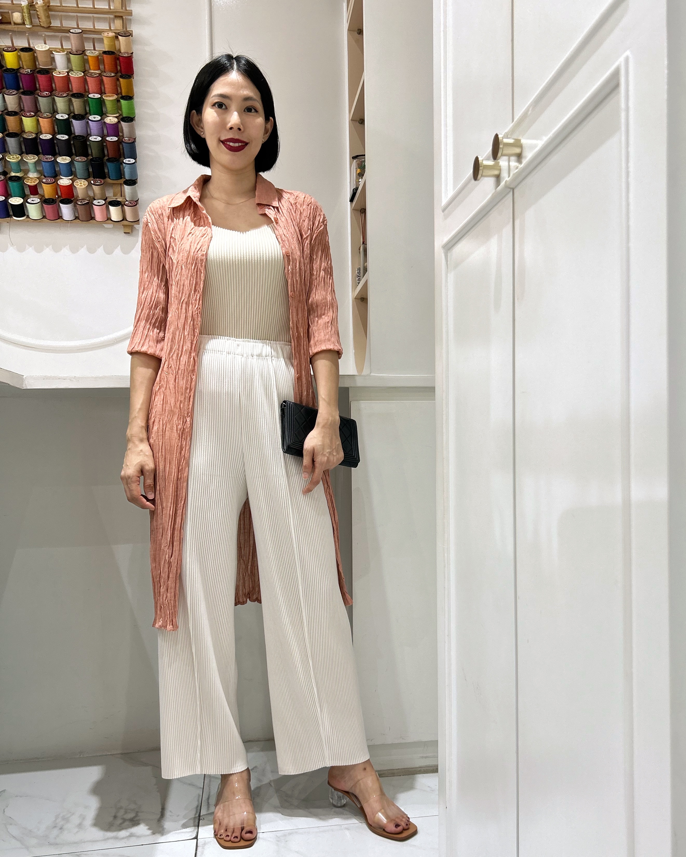 ปรับราคาลง20%!! 2MUAY รุ่น GJO10364 เสื้ออัดพลีทคุณภาพ LONG SLEEVE SHIRT COLLAR CRINKLE PLEATED TOP 4 สี FREE SIZE