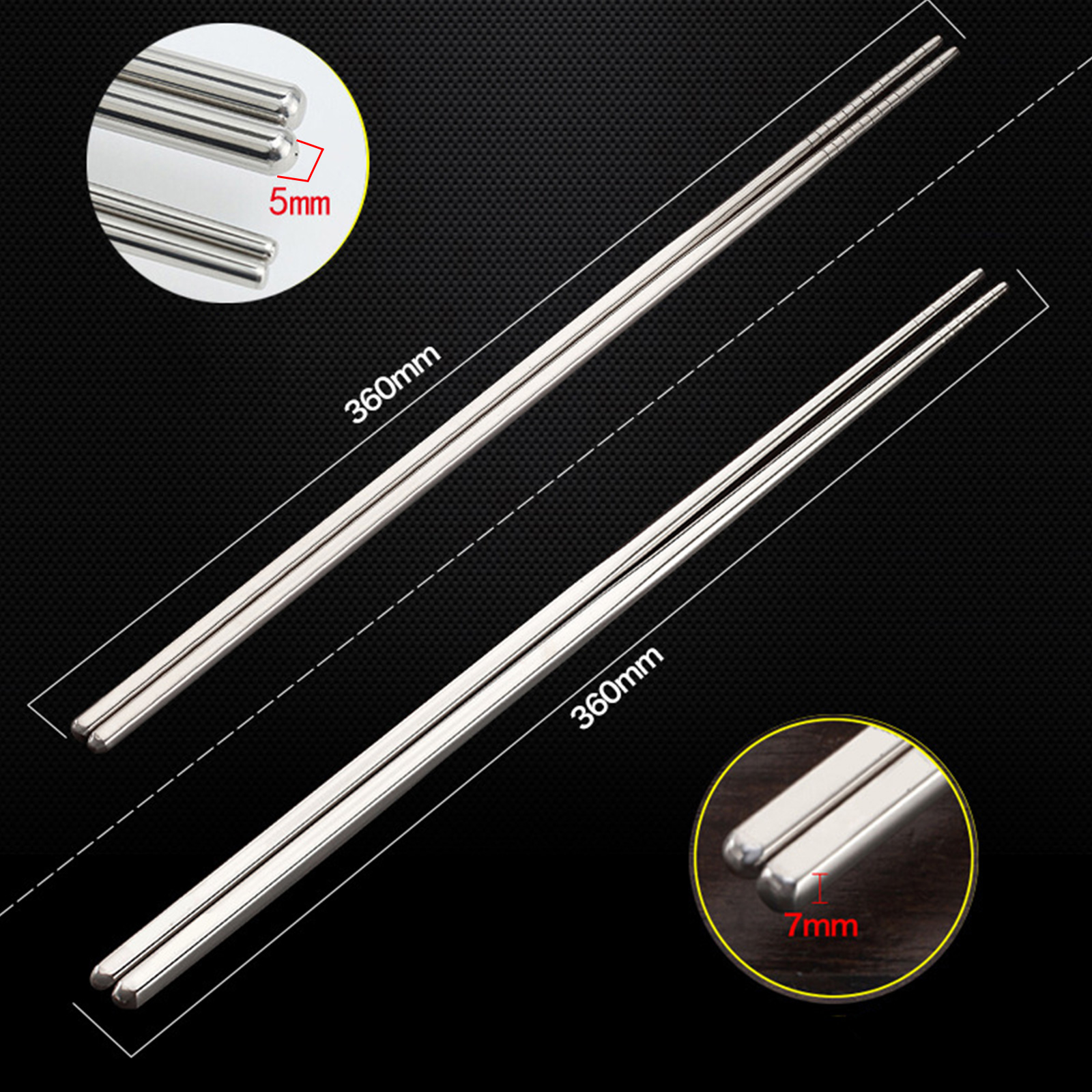 ตะเกียบ ยาว 36cm สแตนเลส304 มี2ขนาด รอบวง 5mm / 7mm เกรดอาหาร ดีไซน์สวยงาม น้ำหนักเบา ทนทาน ปลอดภัย