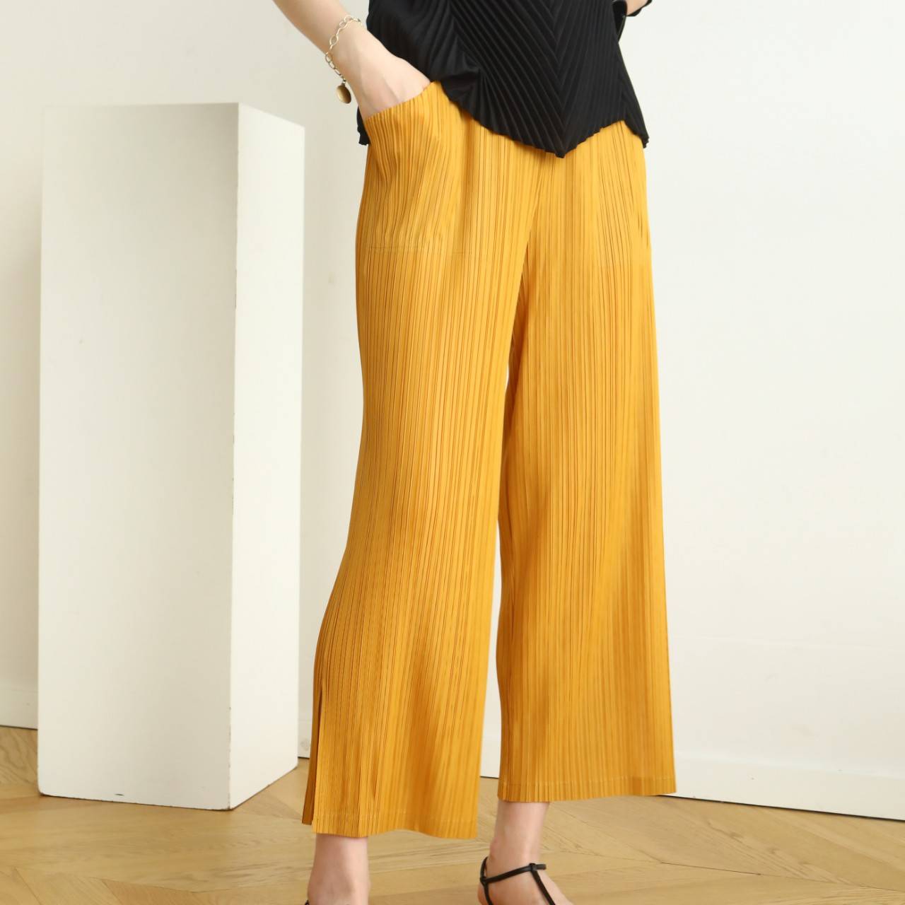 ยาว 35นิ้ว!! 2MUAY BASIC รุ่น GJO7171 กางผู้หญิง กางเกงพลีทคุณภาพ STRAIGHT PLEATED PANTS 16สี FREE SIZE