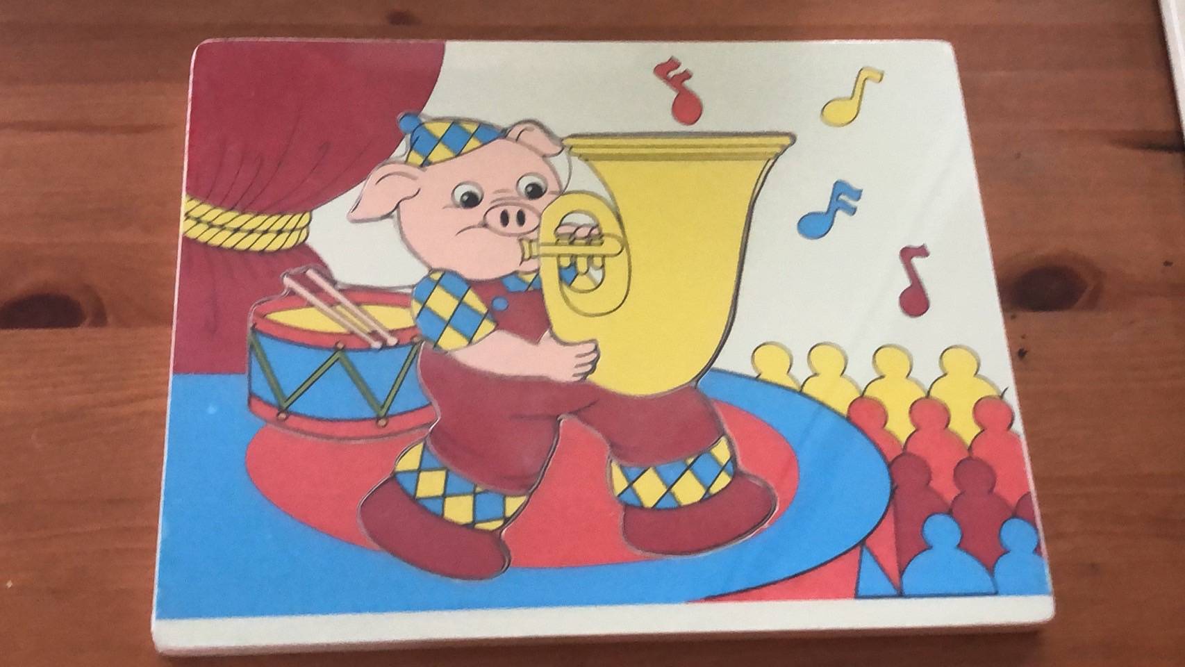 ภาพตัดต่อใหญ่ ลูกหมูเป่าแตร, ของเล่น, ของเล่นเด็ก, จิ๊กซอว์, ตัวต่อ, ของเล่นไม้, ของเล่นเสริมพัฒนาการ, ของเล่นเด็กอนุบาล