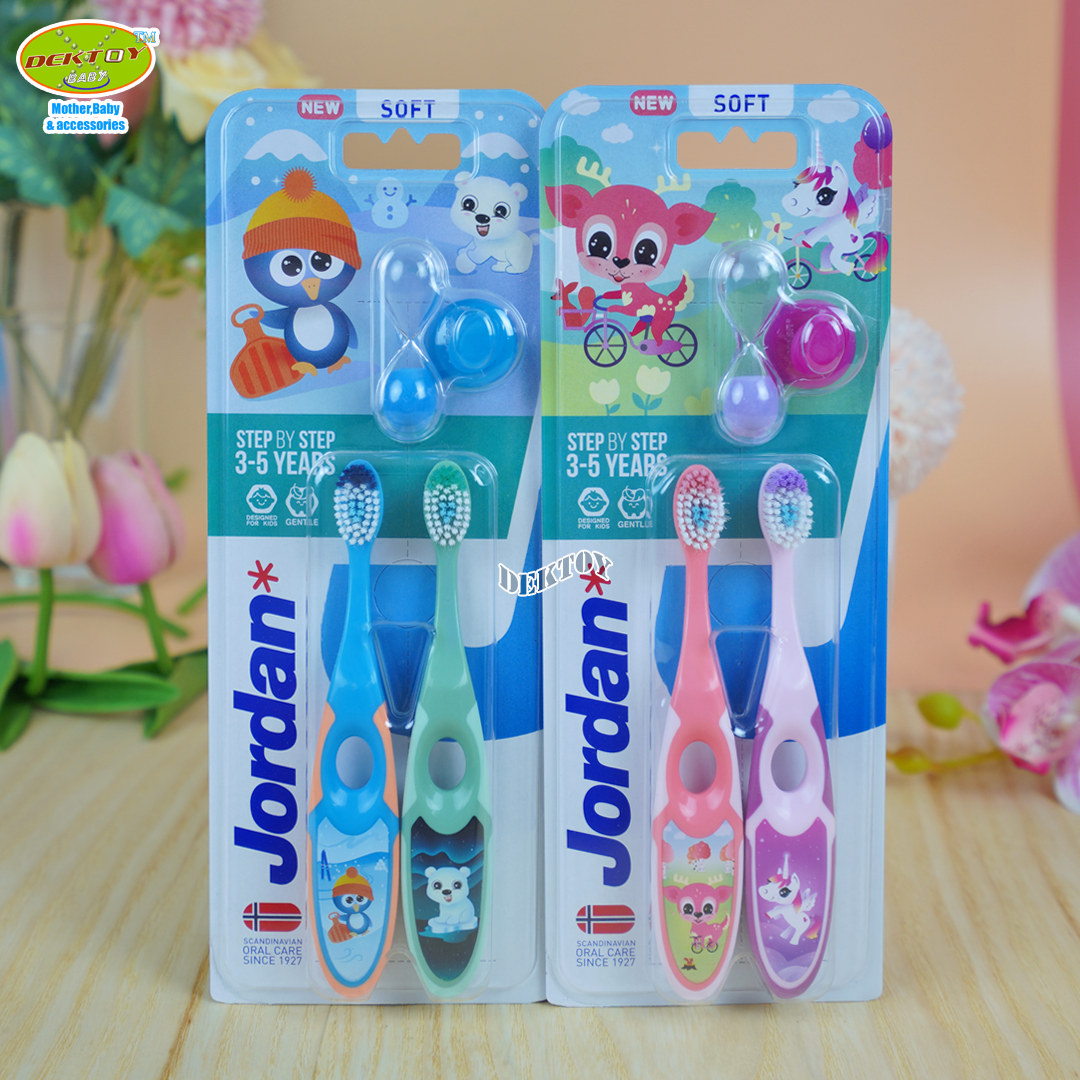 Jordan จอร์แดน แปรงสีฟันเด็ก จอร์แดนแพ็คคู่ แถมยาสีฟัน 3-5 ปี