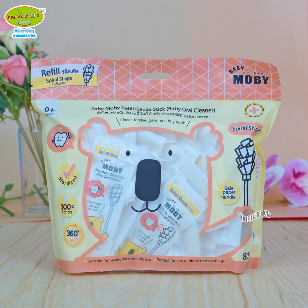 Baby moby ผ้าก๊อซ ชนิดแท่ง เบบี้ โมบี้ รุ่นเกลียว (ชนิดเติม) 80 ชิ้น