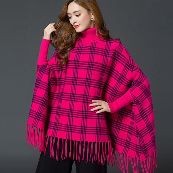 [SALE] เสื้อสเวตเตอร์คอพับทรงปล่อย ไหมพรมกึ่งวูลหนานุ่ม ชายแต่งริ้ว-11658